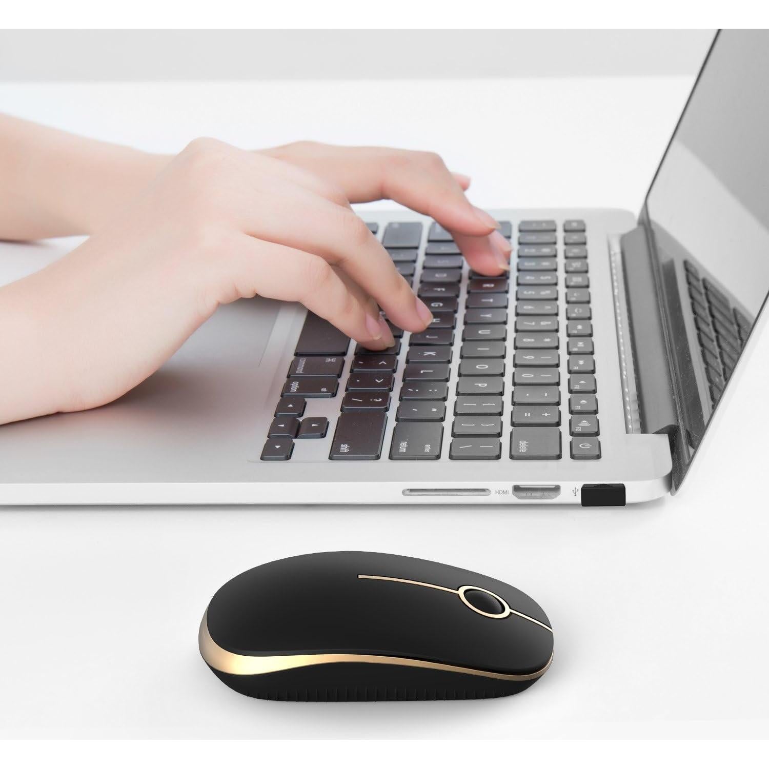 Ratón Inalámbrico Unipows Slim 2.4G Negro y Dorado