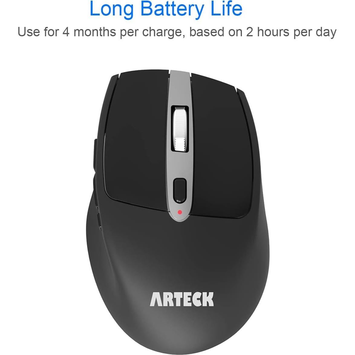 Mouse Inalámbrico Arteck MW167 Ergonómico USB 2.4G Silencioso