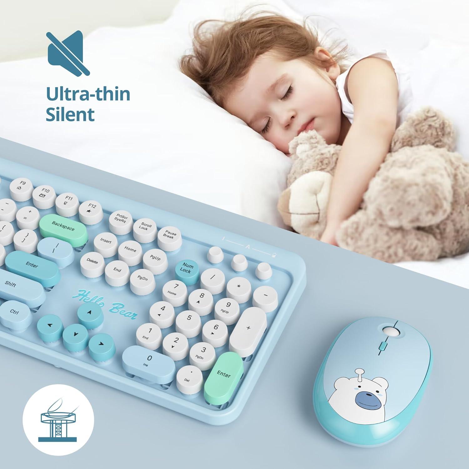 Combo Teclado y Ratón Inalámbrico GTSP Retro Azul 2.4G