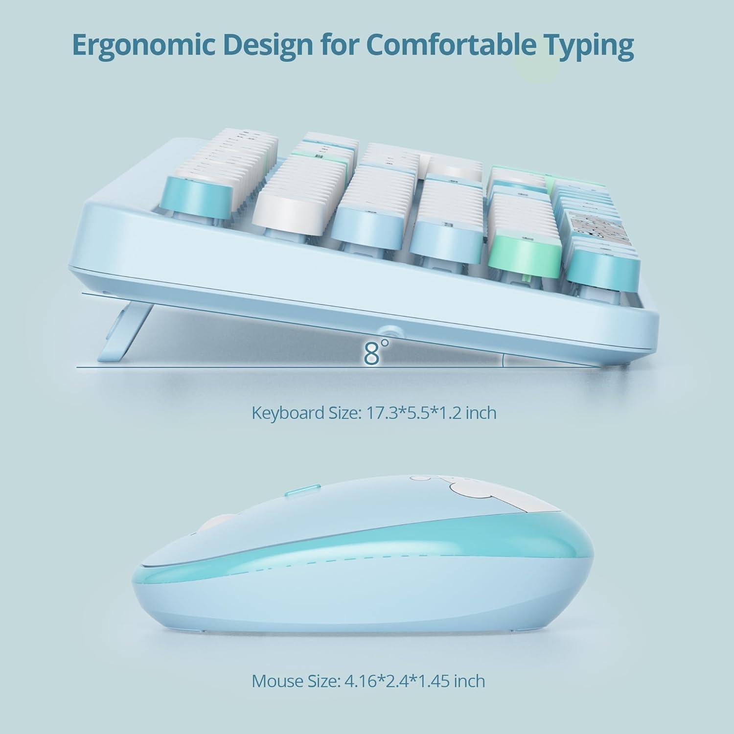 Combo Teclado y Ratón Inalámbrico GTSP Retro Azul 2.4G