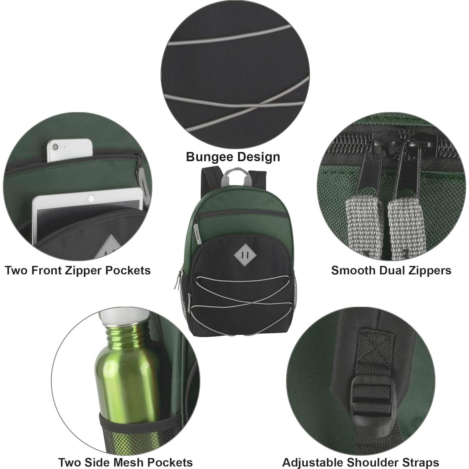 Mochila Summit Ridge 20L Verde/Negro con Cordón Bungee