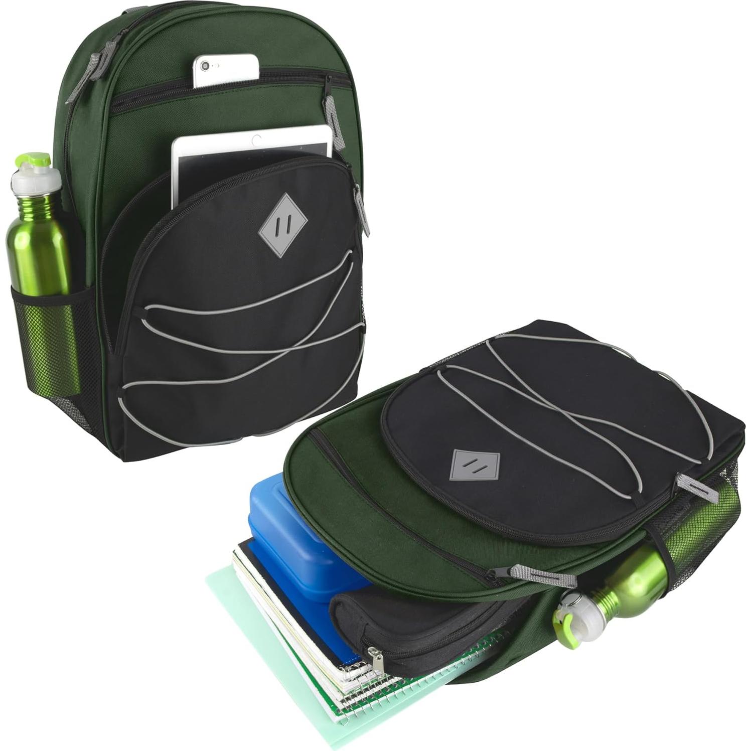 Mochila Summit Ridge 20L Verde/Negro con Cordón Bungee