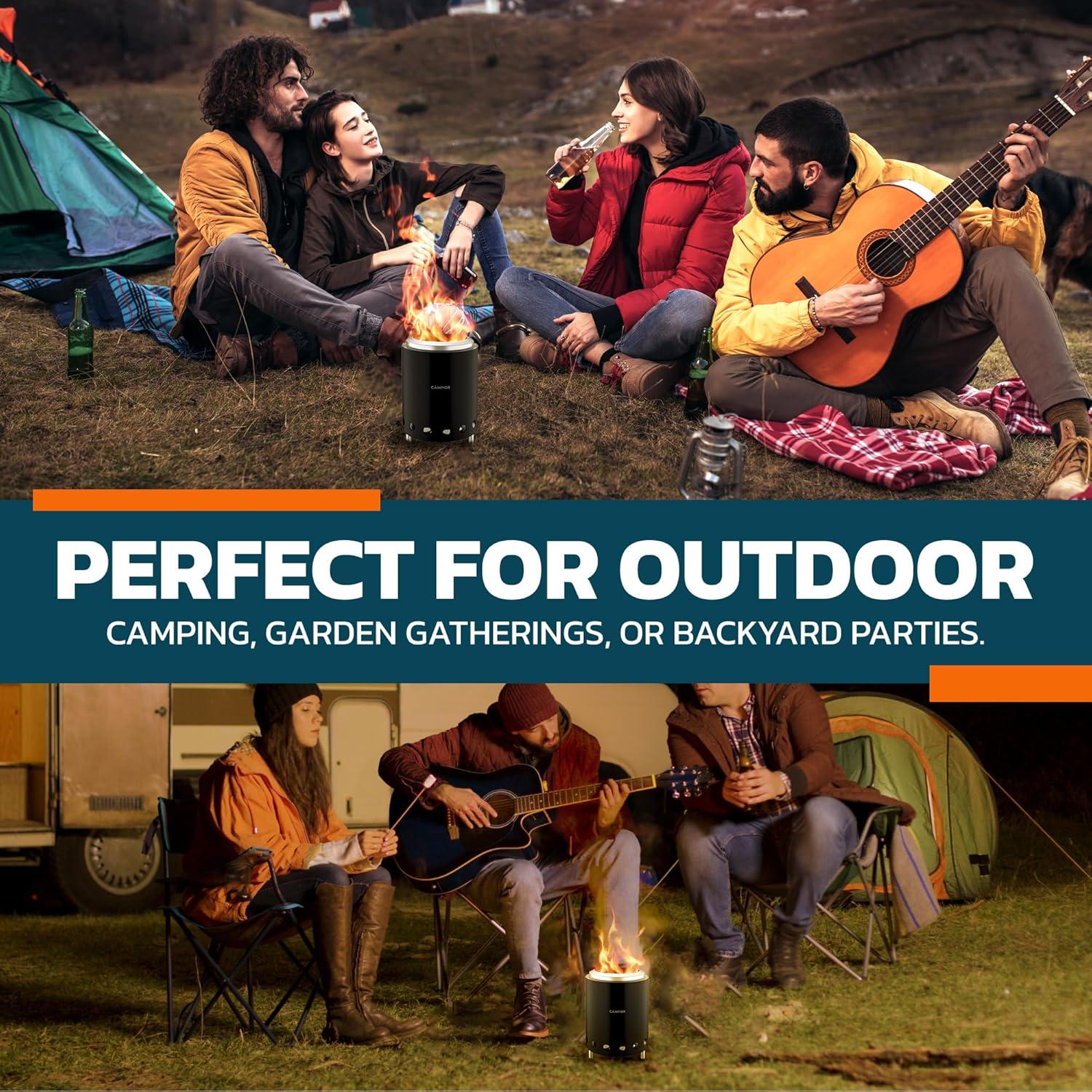 Estufa de Fogata de Leña Campior 15 cm Acero Inoxidable Negra