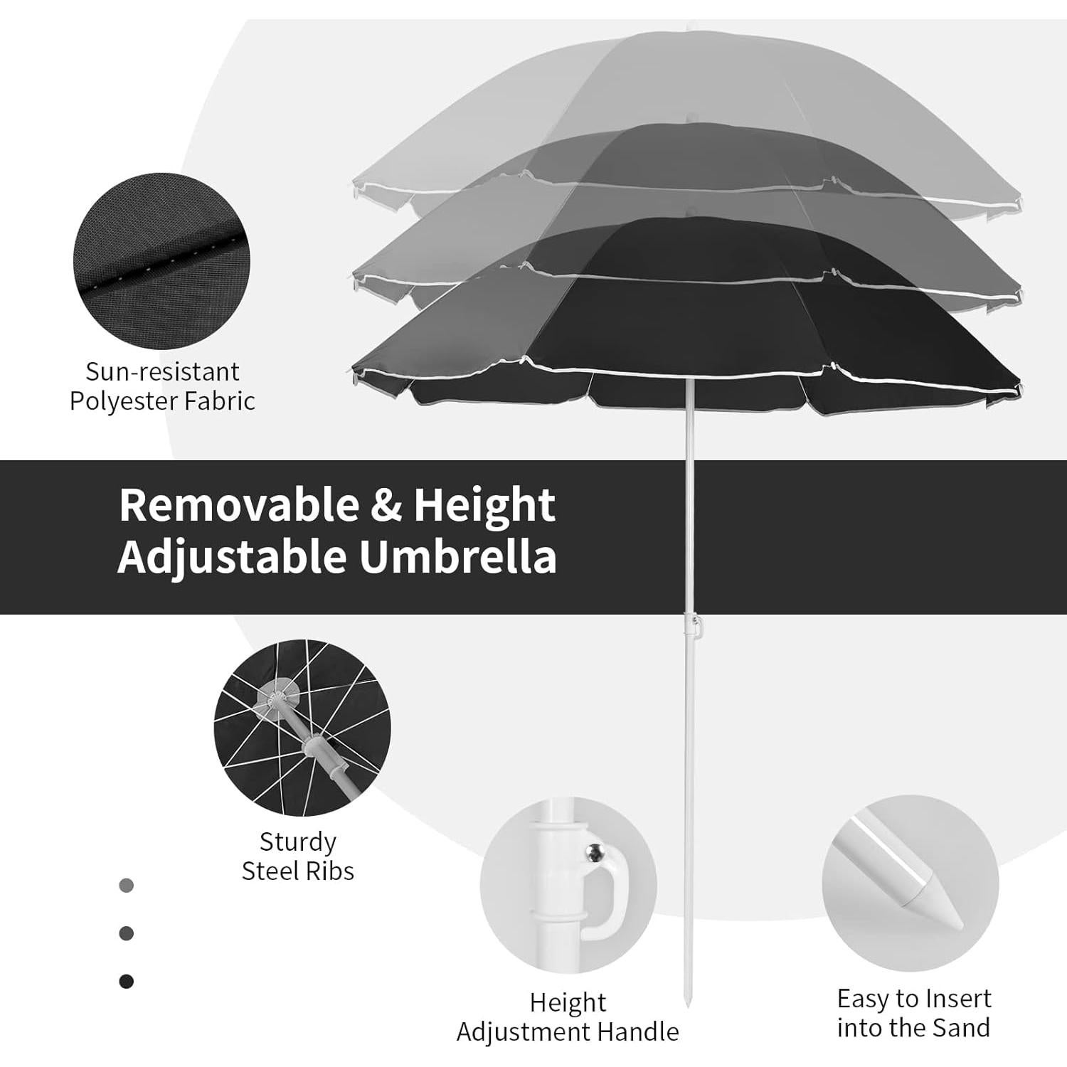 Sillas de Camping Plegables Doble ReunionG con Paraguas y Mesa