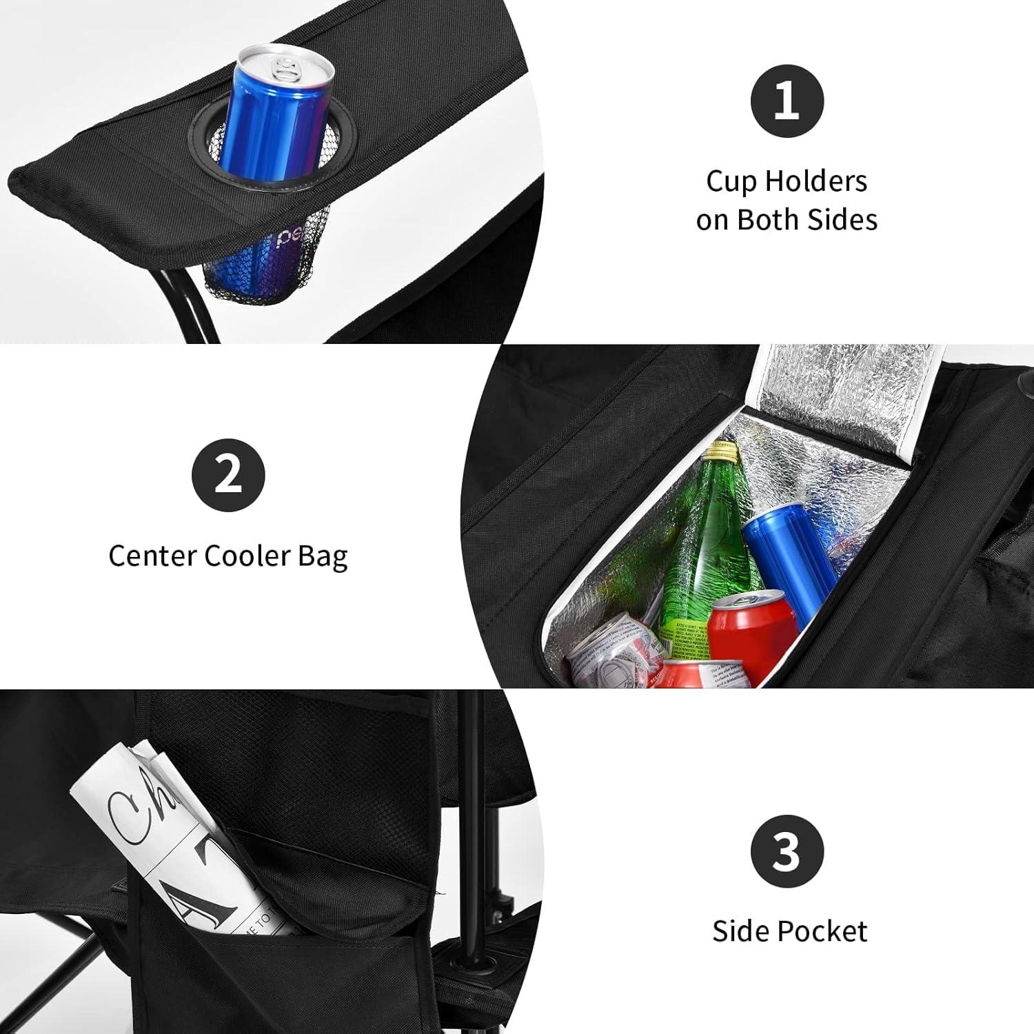 Sillas de Camping Plegables Doble ReunionG con Paraguas y Mesa