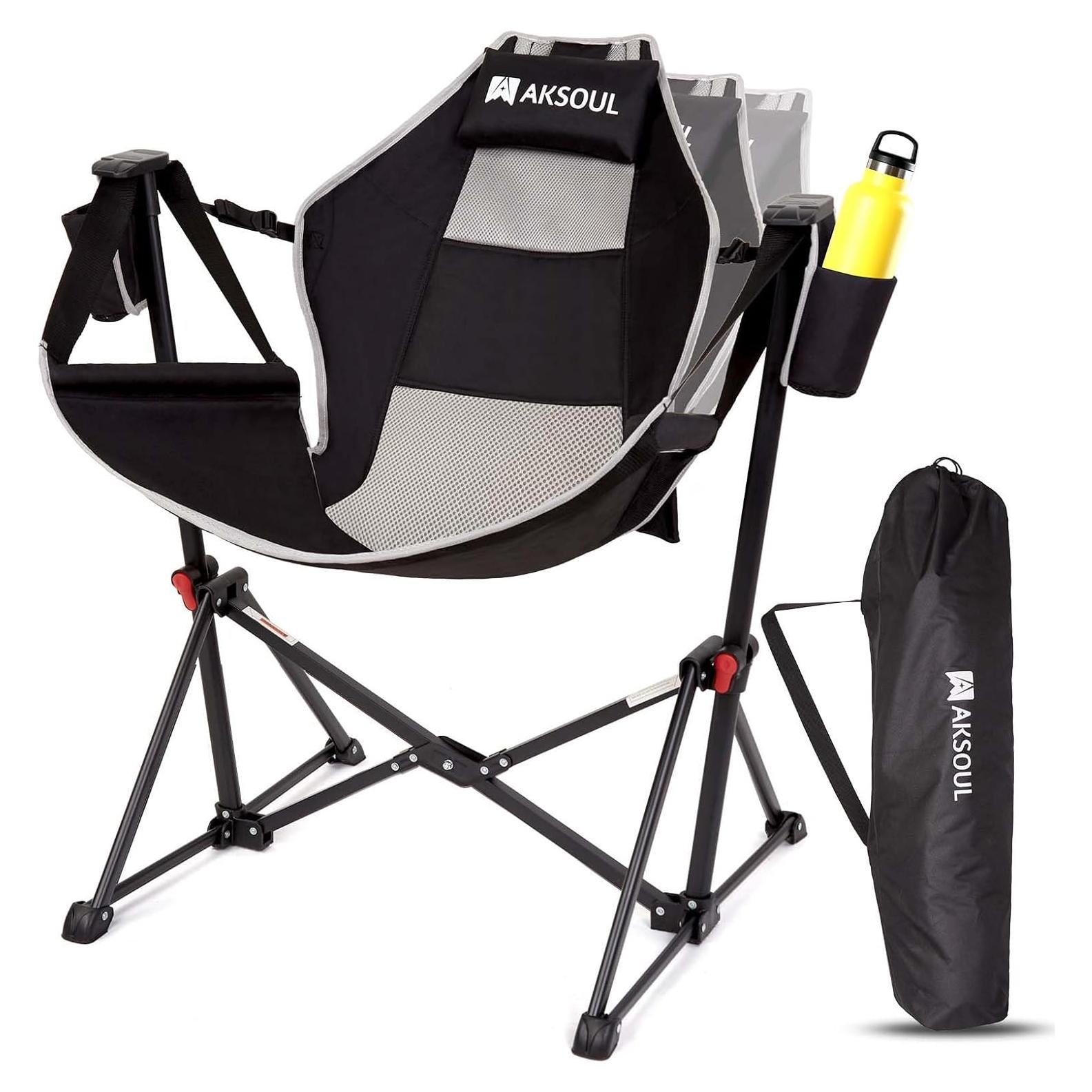 Silla Colgante Plegable AKSOUL para Camping - 120 kg - Negro