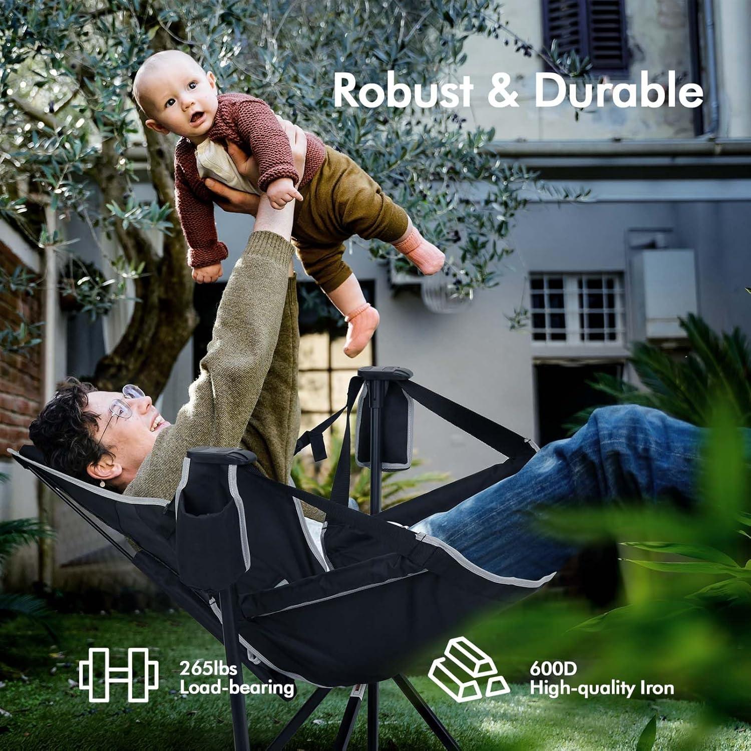 Silla Colgante Plegable AKSOUL para Camping - 120 kg - Negro