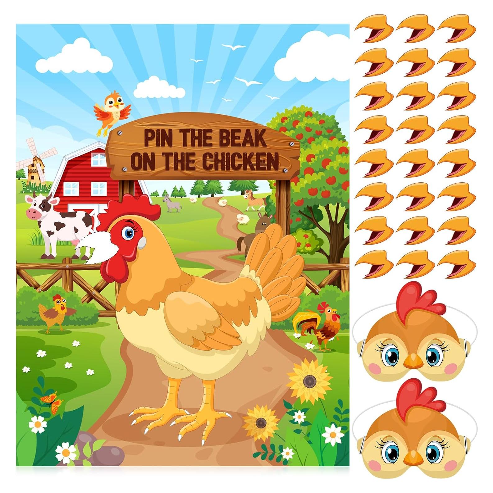 Juego de Fiesta de Granja Faccito - Poner el Pico en el Pollo