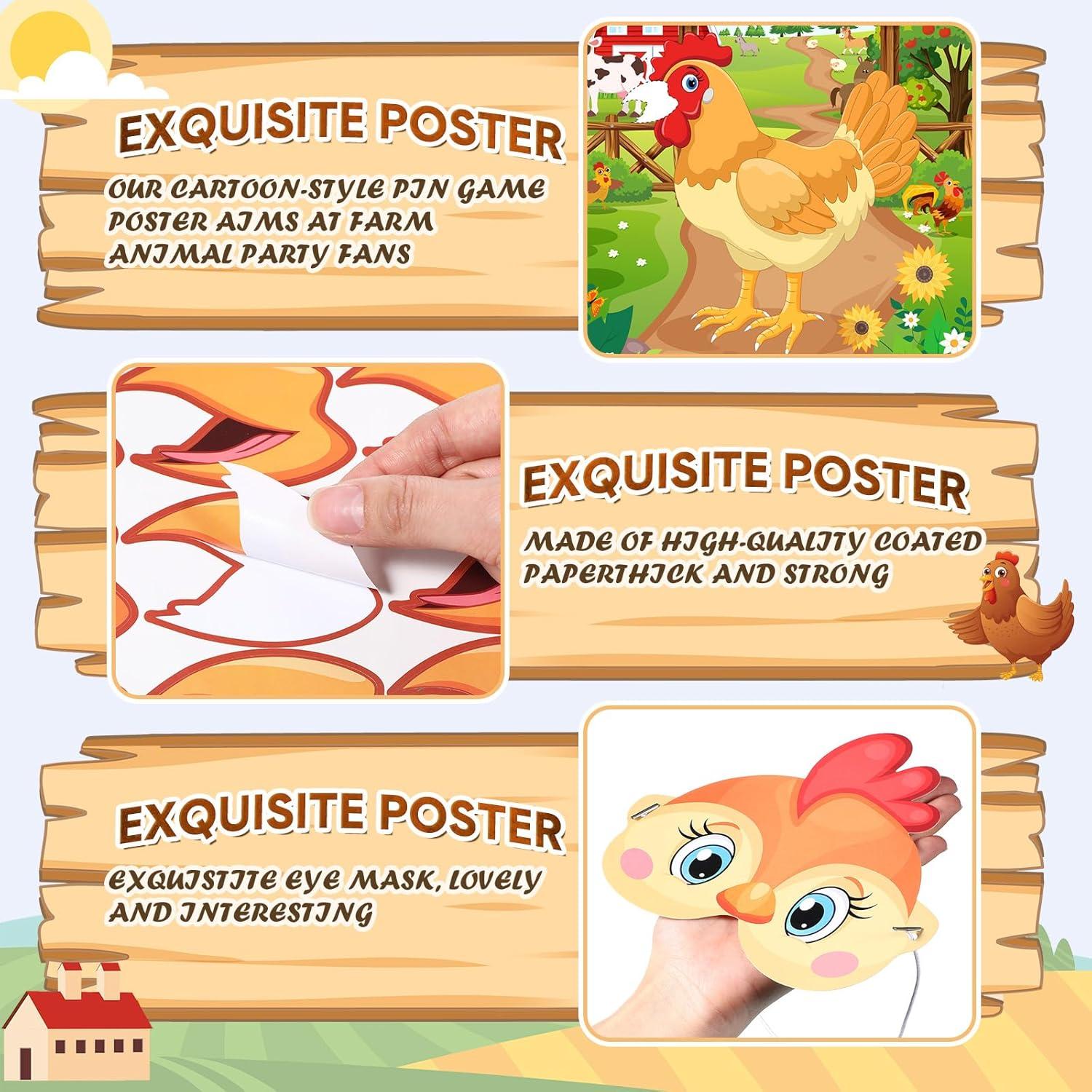 Juego de Fiesta de Granja Faccito - Poner el Pico en el Pollo