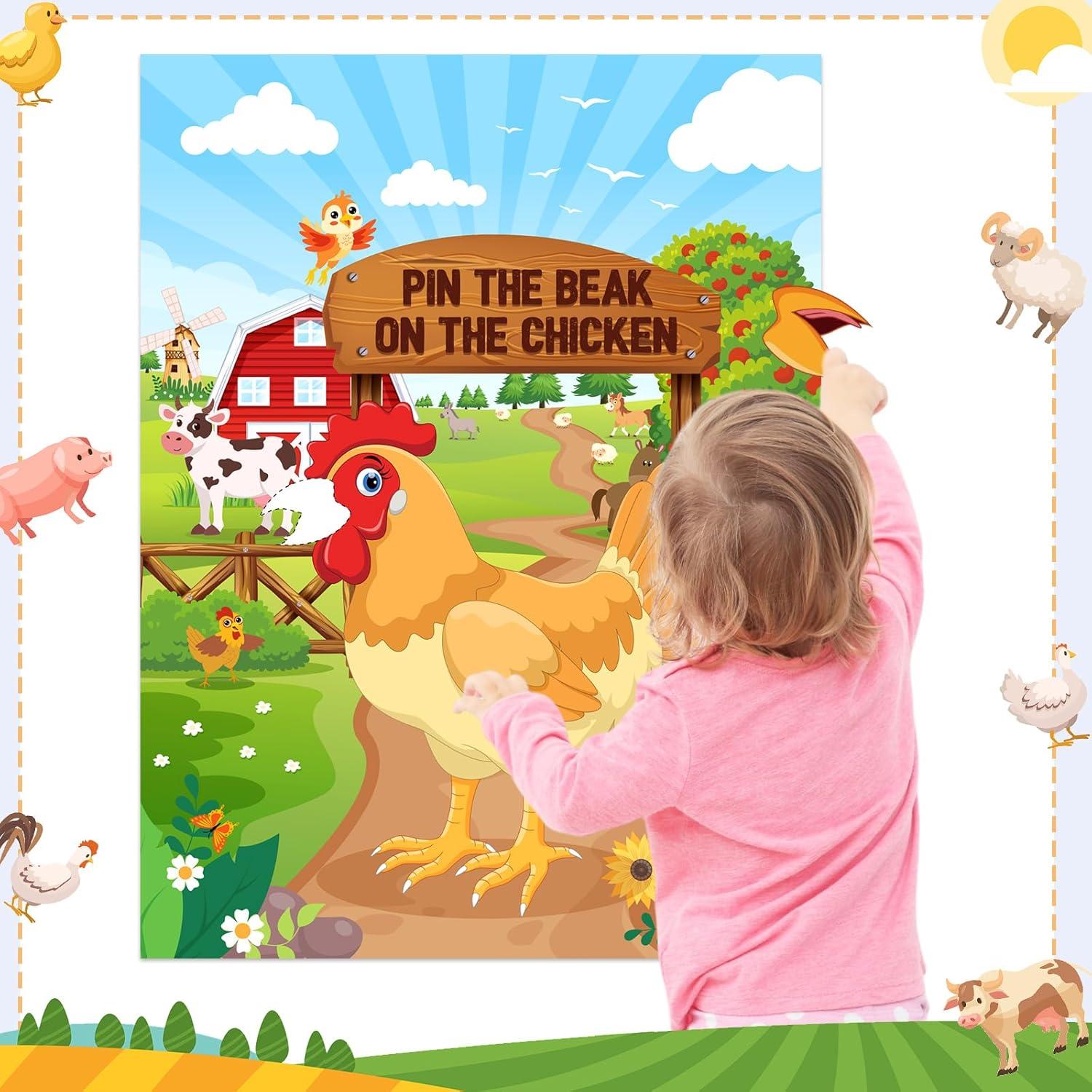 Juego de Fiesta de Granja Faccito - Poner el Pico en el Pollo