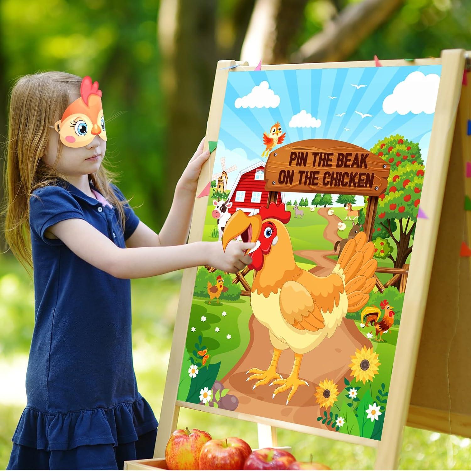 Juego de Fiesta de Granja Faccito - Poner el Pico en el Pollo