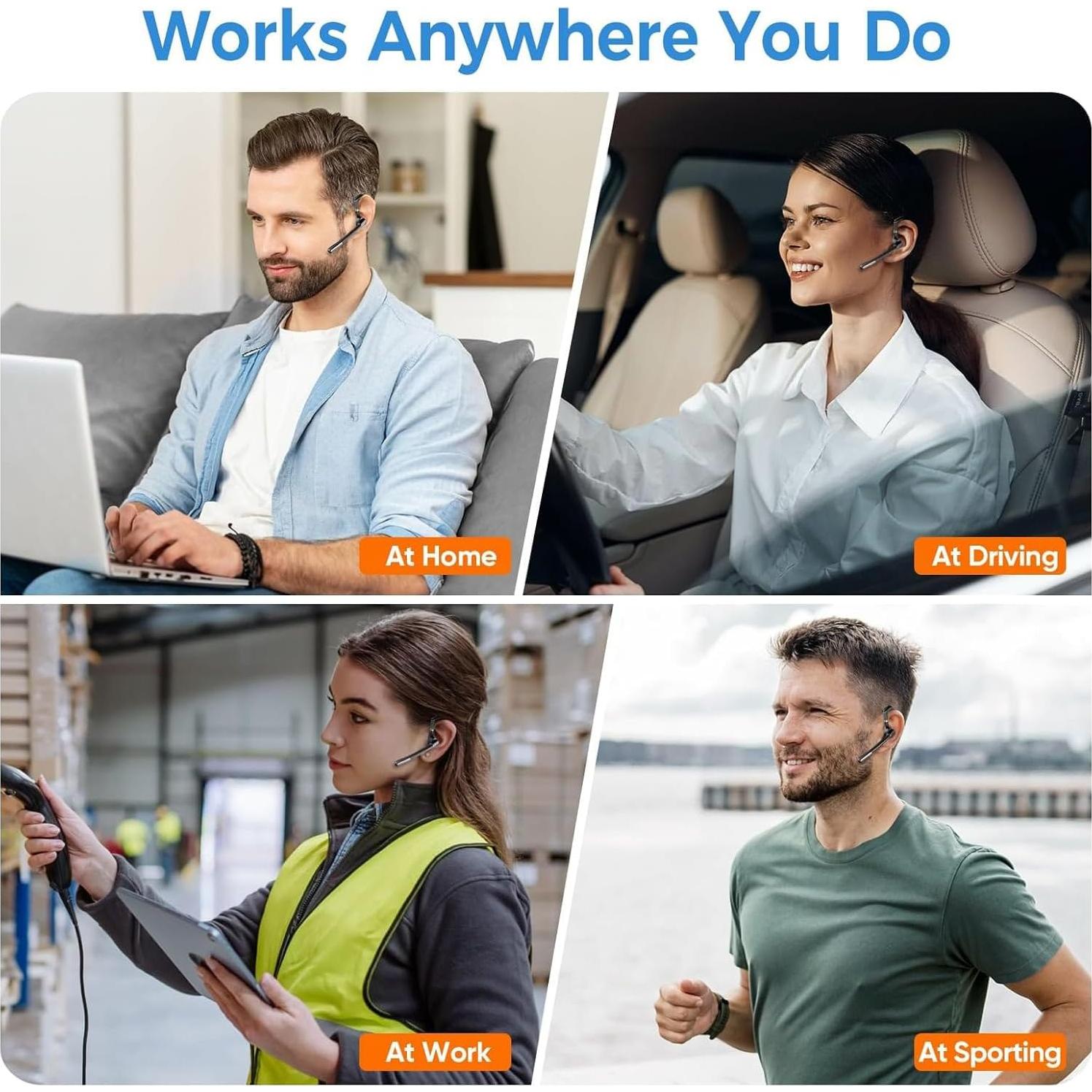 Auricular Bluetooth Inalámbrico Herloreen A6 con Micrófono y Cancelación de Ruido