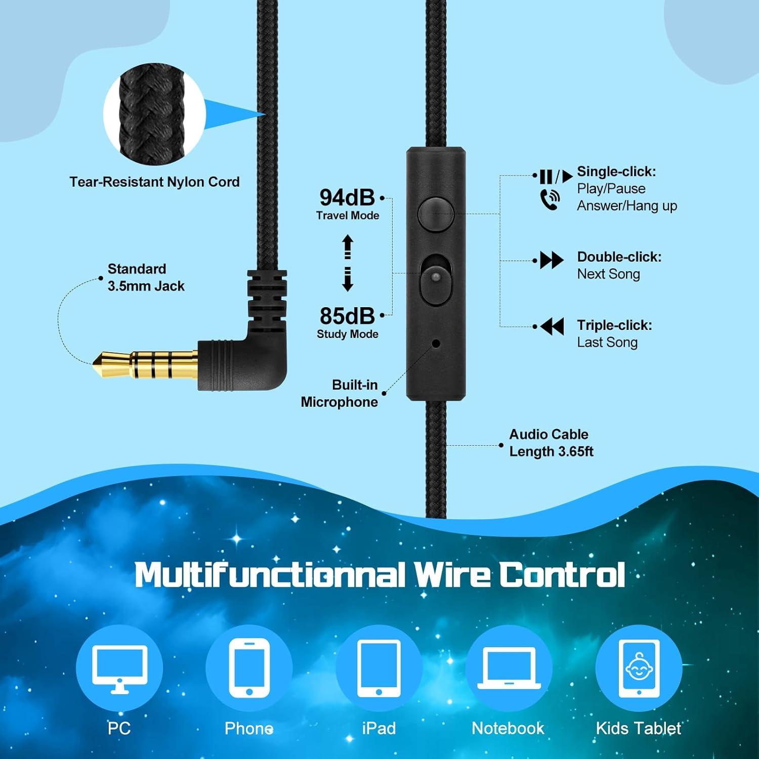 Auriculares QearFun para Niños Plegables con Micrófono 85dB