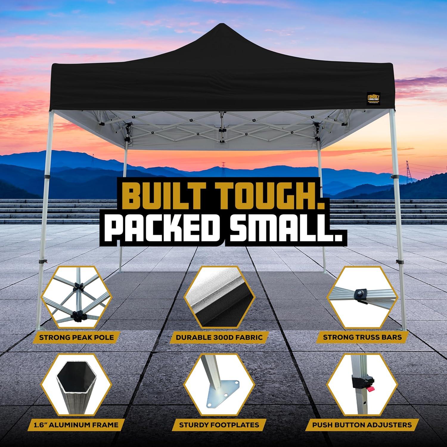 Toldo Plegable Compact Shelter 2.44x2.44m Resistente Negro