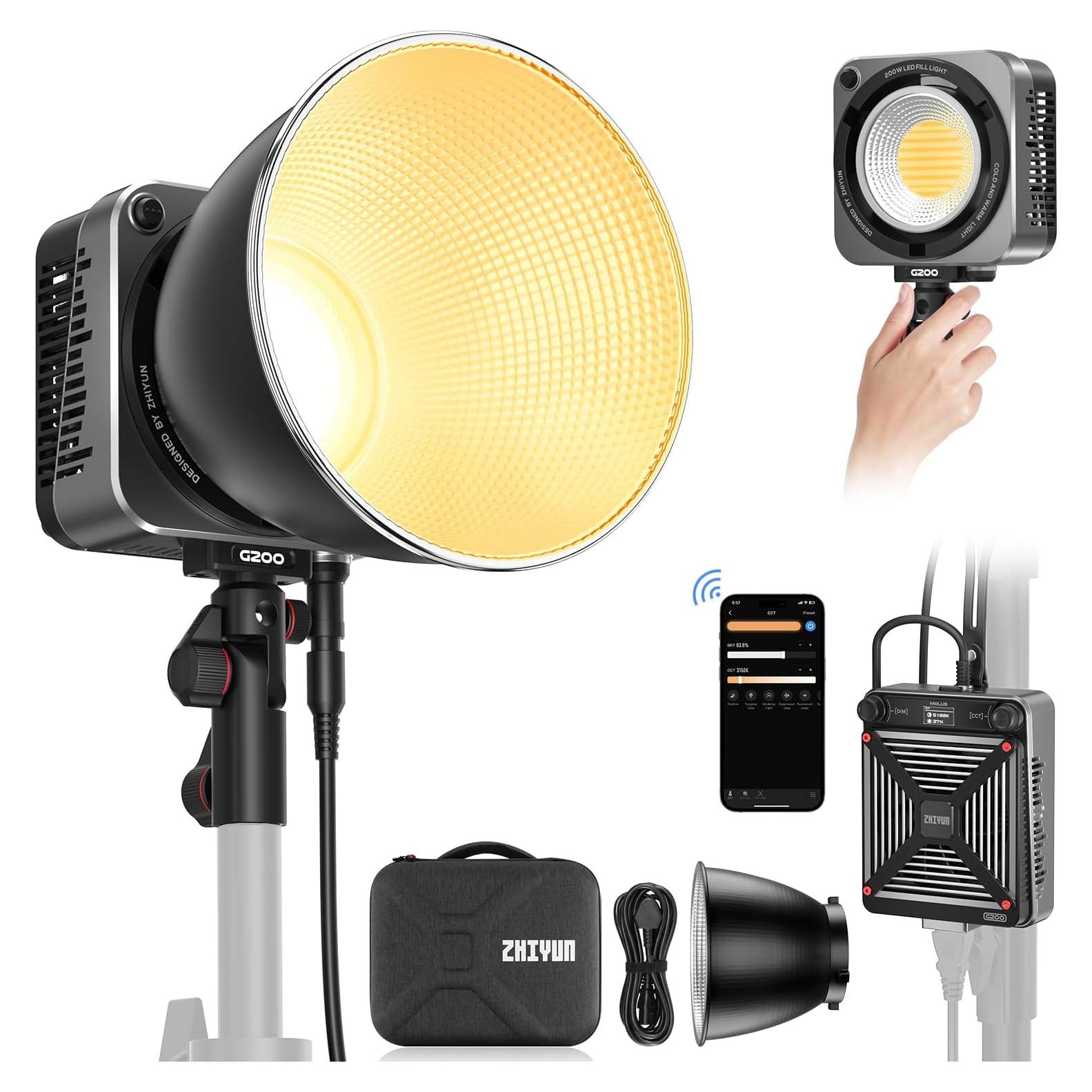 ZHIYUN Molus G200 Luz de Video 200W LED Bi-Color 2700-6500K
