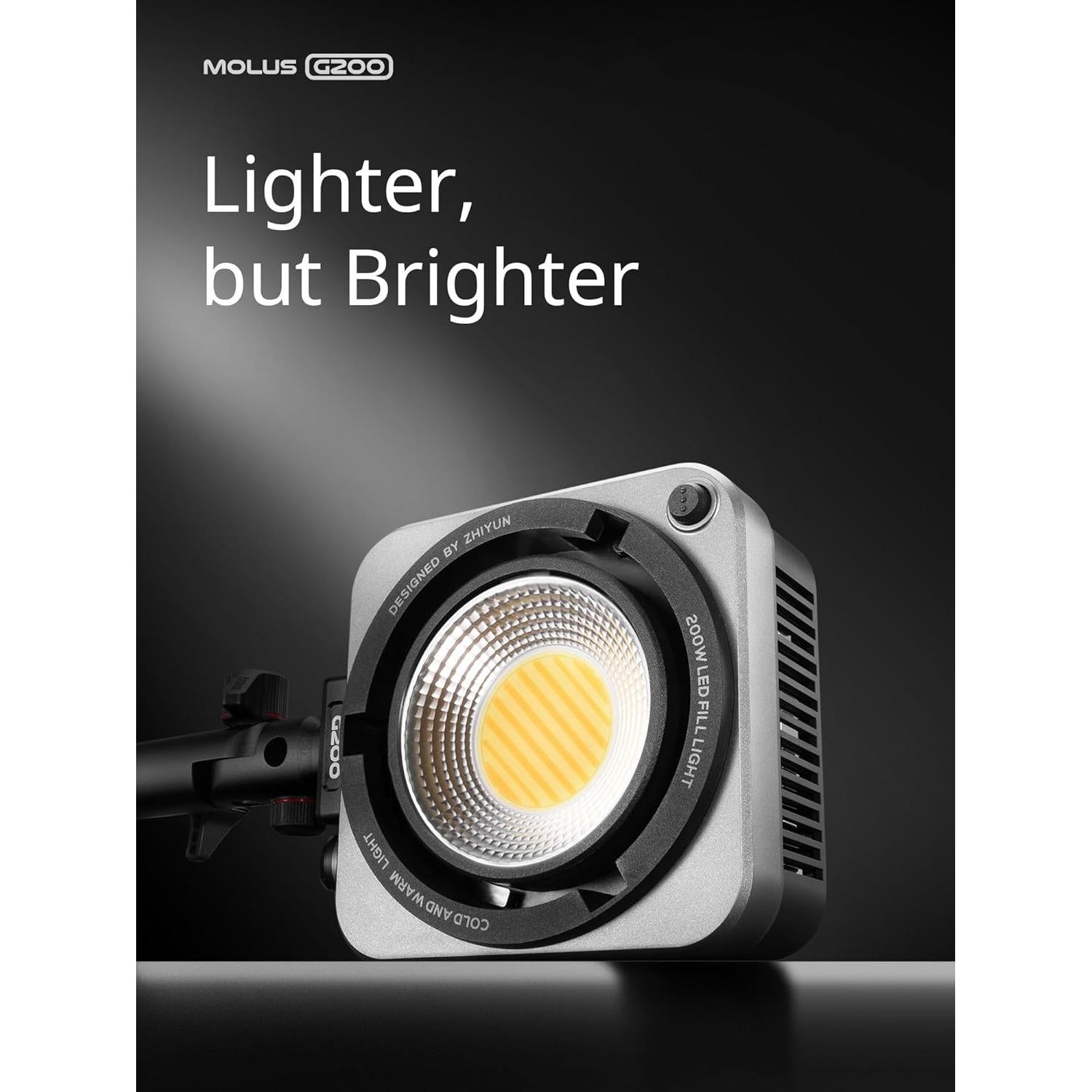 ZHIYUN Molus G200 Luz de Video 200W LED Bi-Color 2700-6500K