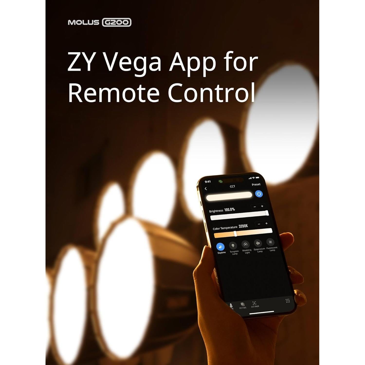 ZHIYUN Molus G200 Luz de Video 200W LED Bi-Color 2700-6500K