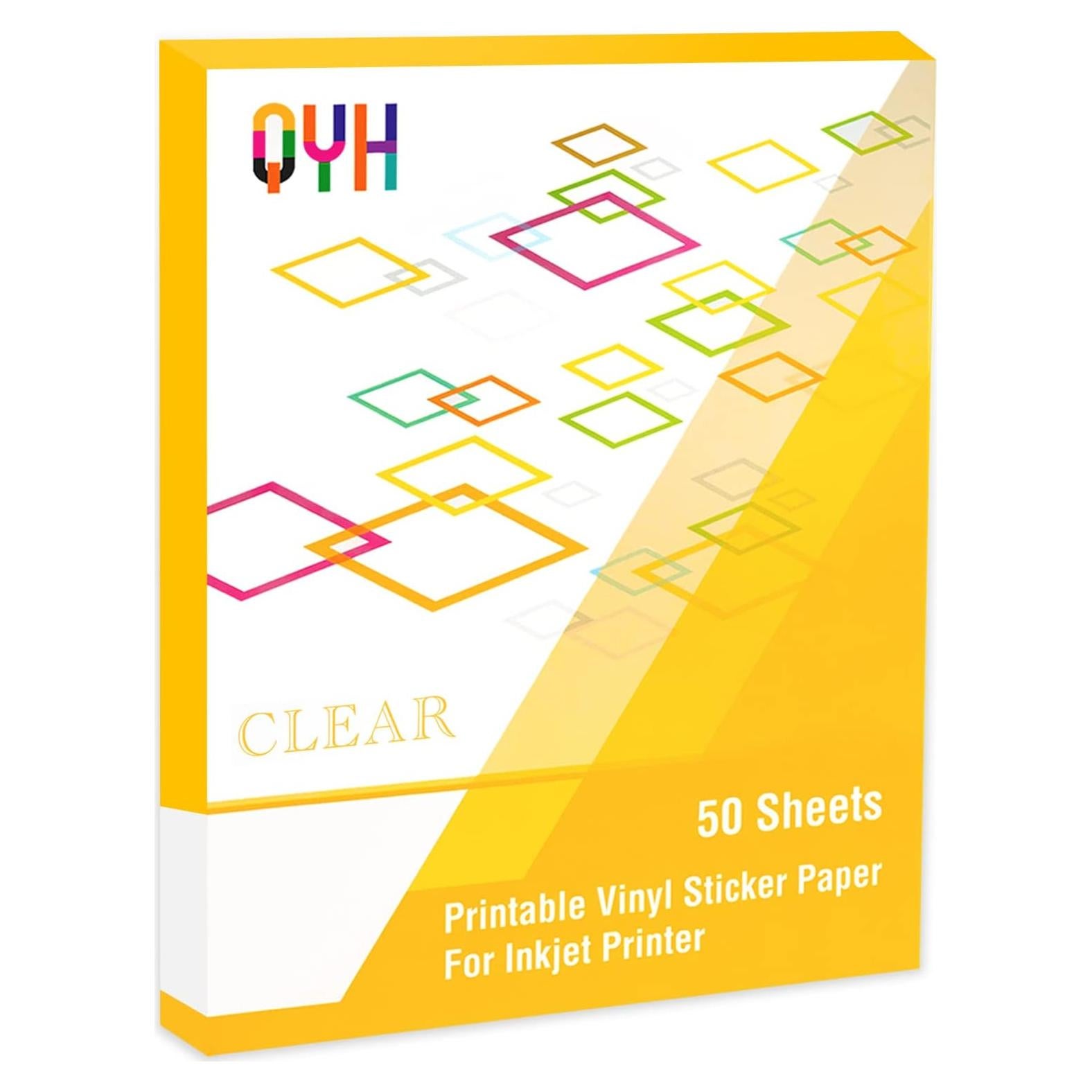 Papel de Calcomanías de Vinilo Imprimible QYH 50 Hojas 21.6x27.9cm