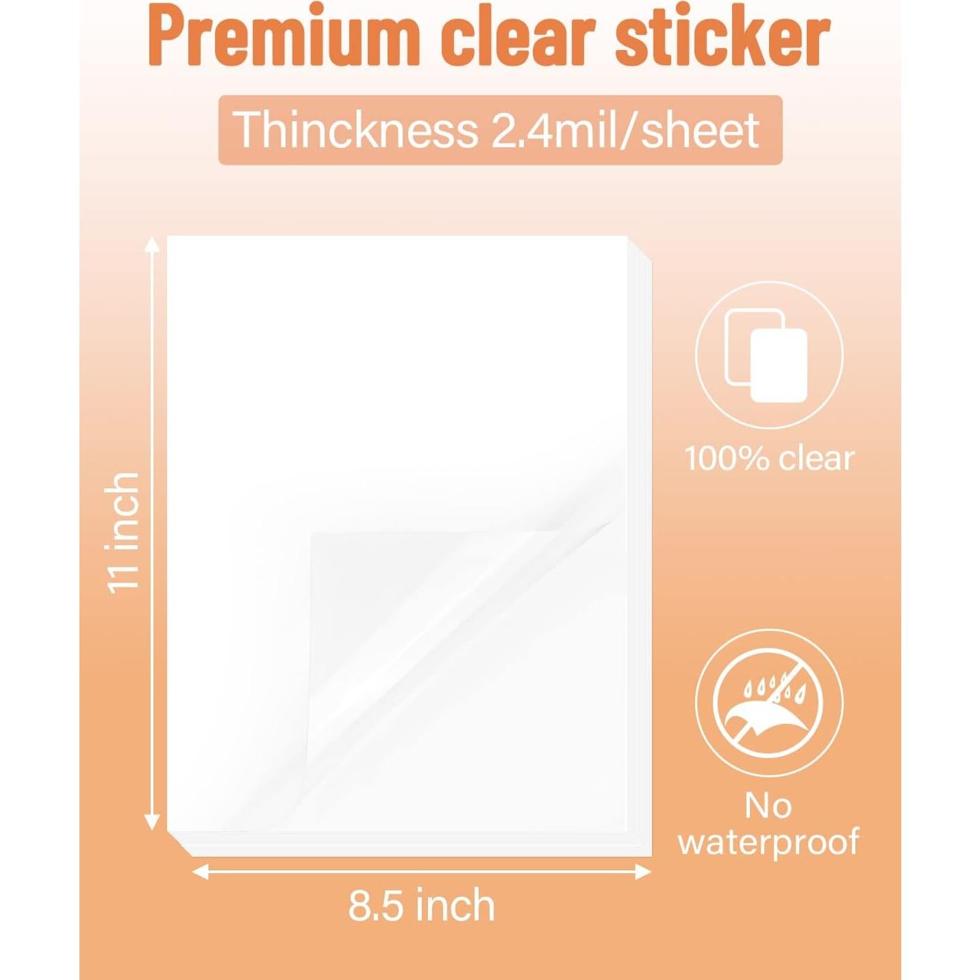 Papel de Calcomanías de Vinilo Imprimible QYH 50 Hojas 21.6x27.9cm