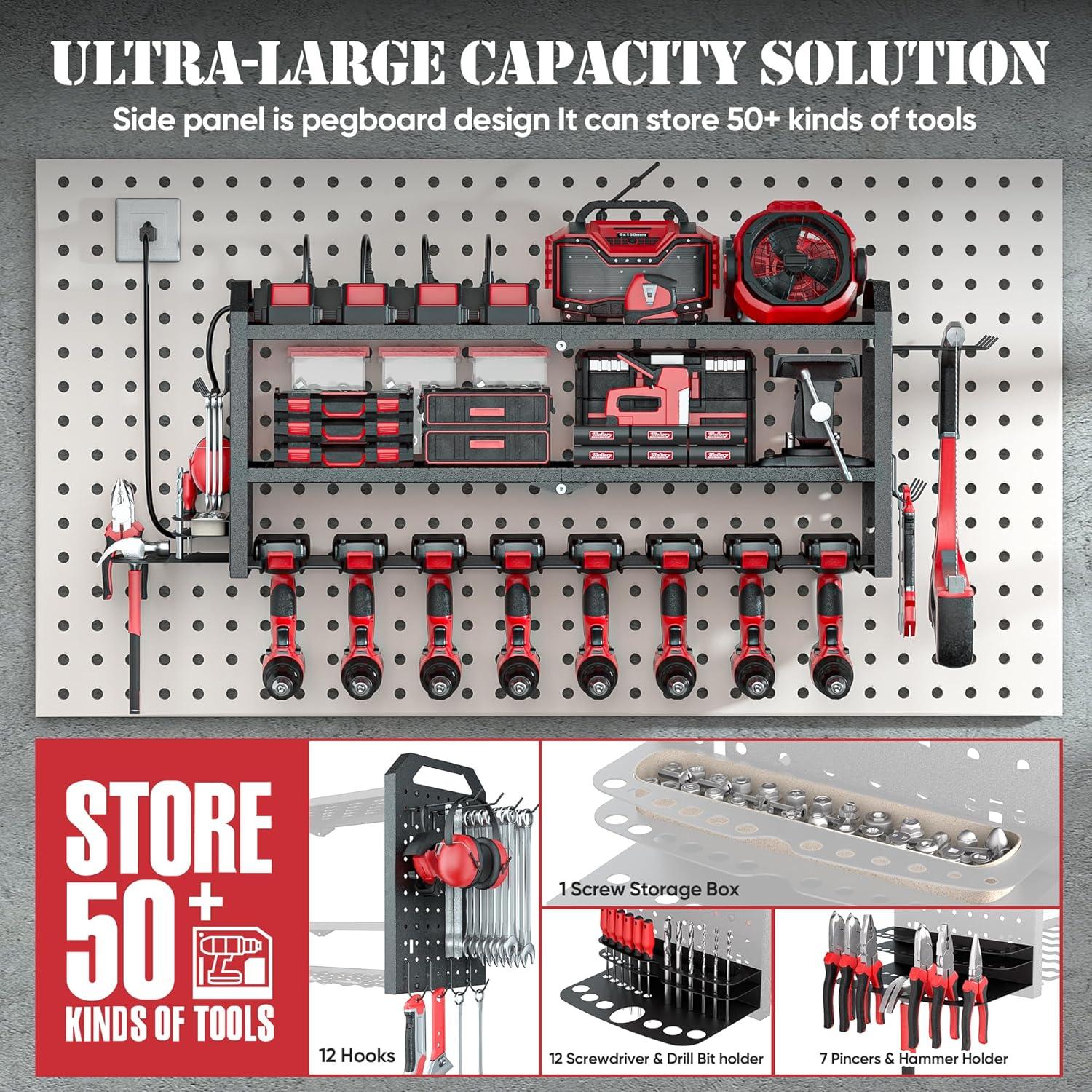 Organizador de Herramientas Eléctricas Nacial con Estación de Carga 8 Salidas