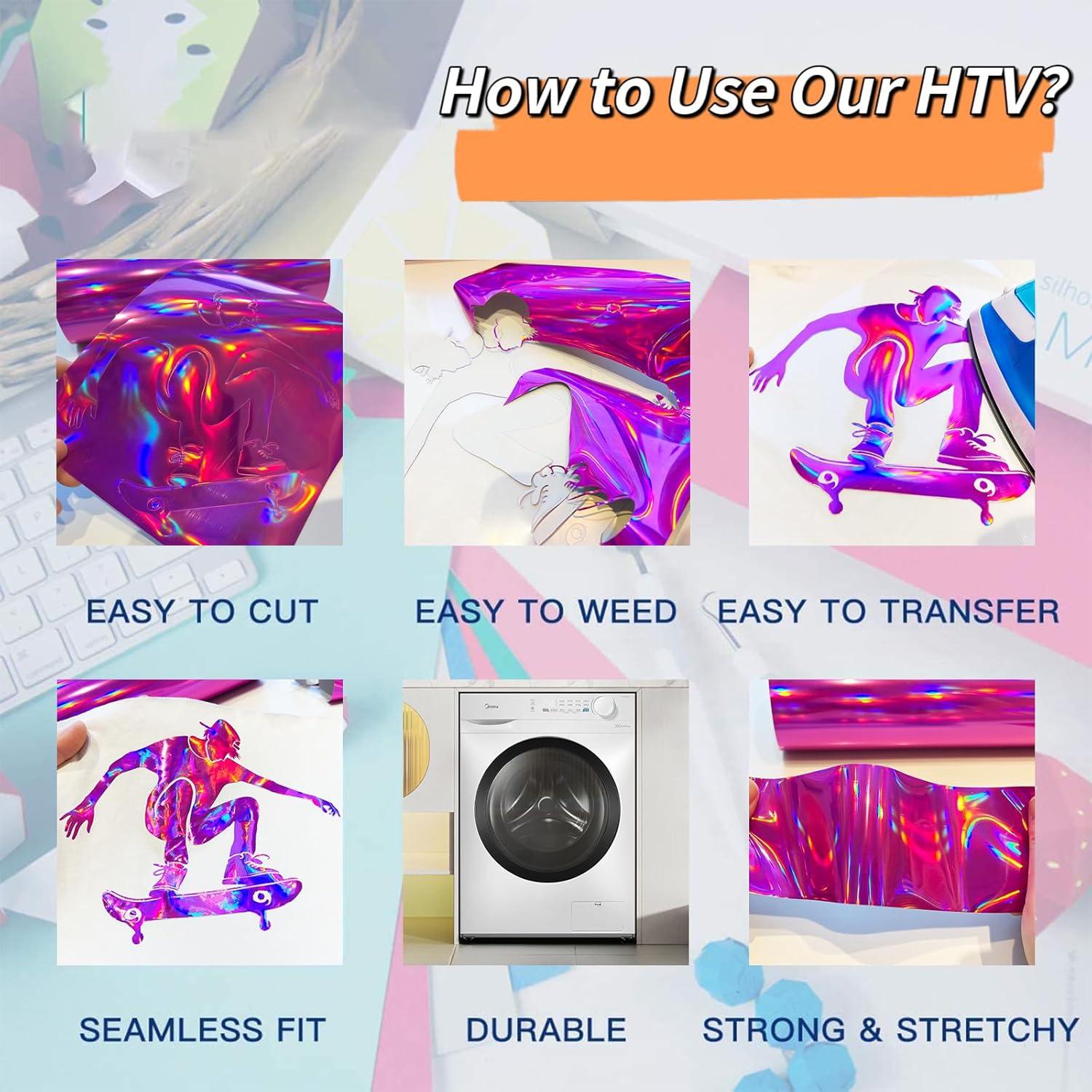 Vinilo de Transferencia de Calor Holográfico LUKGELYAM 6 Piezas