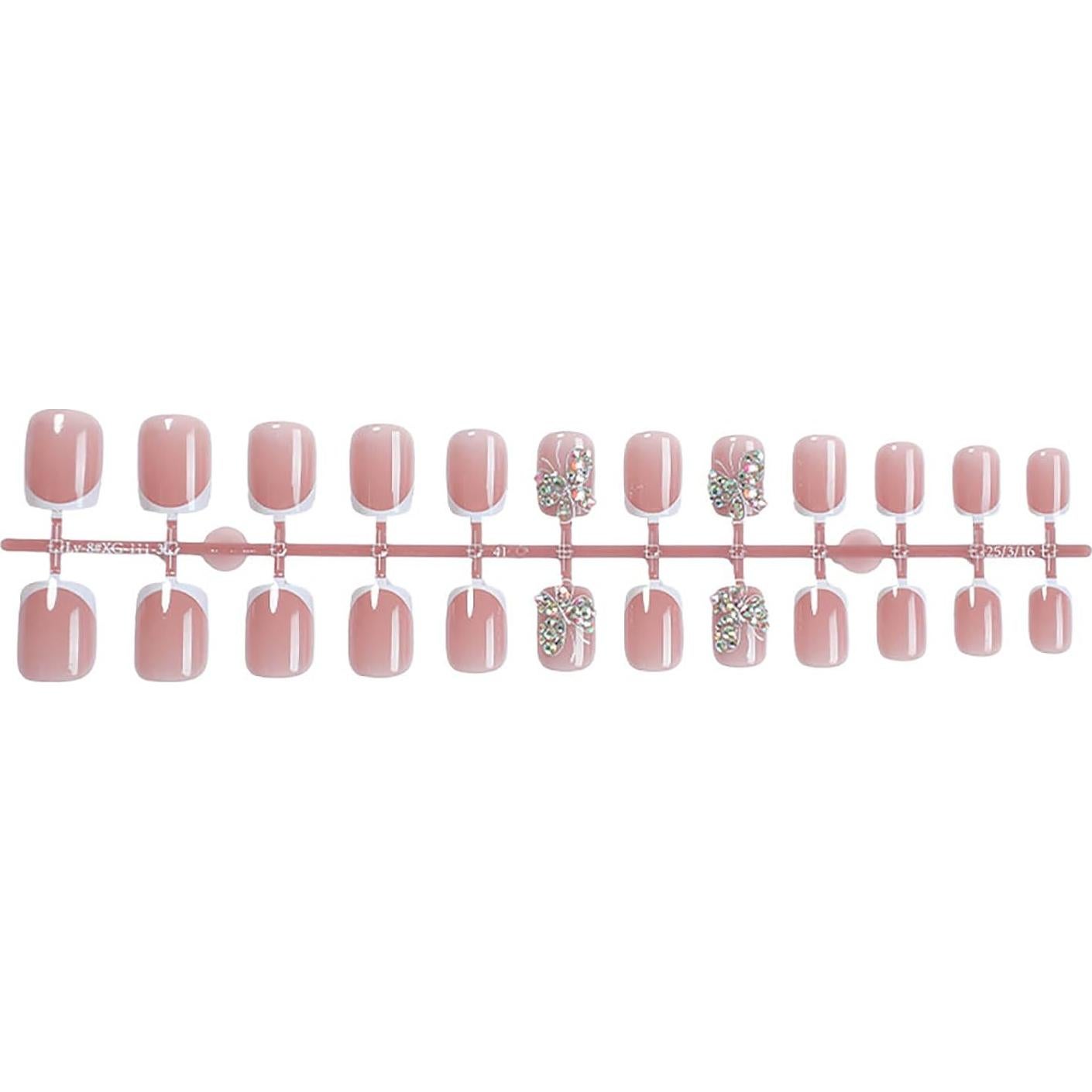 Uñas Postizas Cortas Cuadradas RTKHFZE 24 Pcs Diseño Mariposas