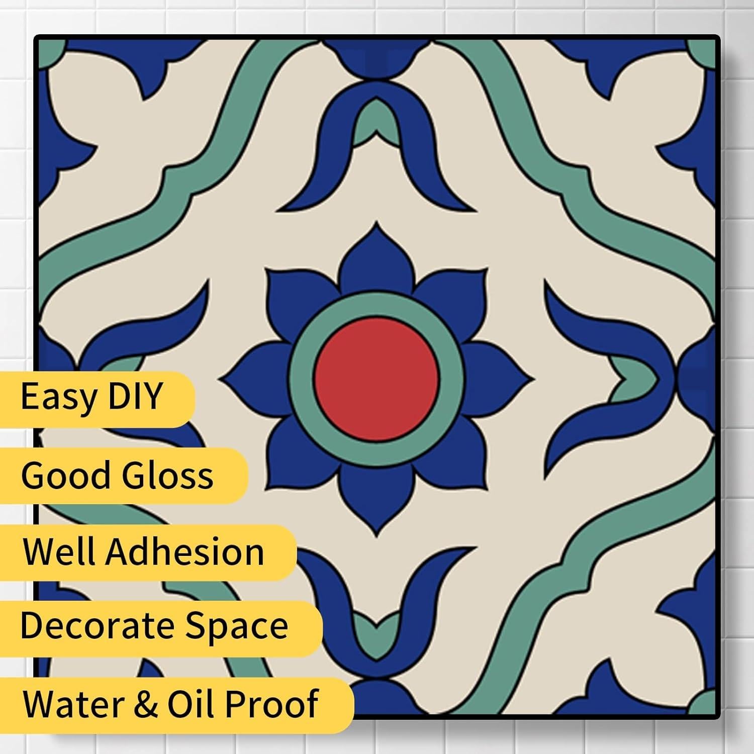 Calcomanías de Azulejos Mexicanos Retro 12 Pcs 10x10cm AWLZJZQA