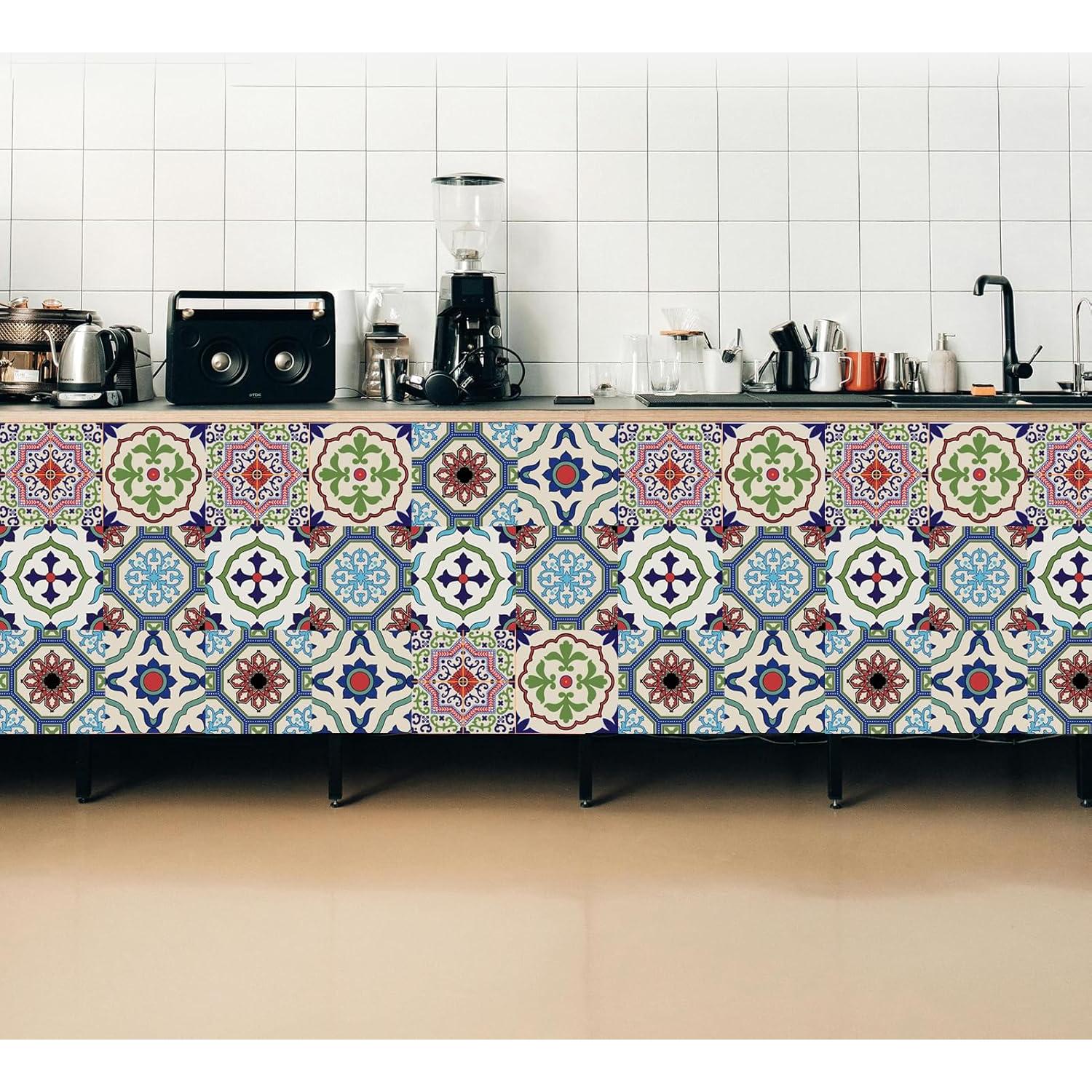 Calcomanías de Azulejos Mexicanos Retro 12 Pcs 10x10cm AWLZJZQA