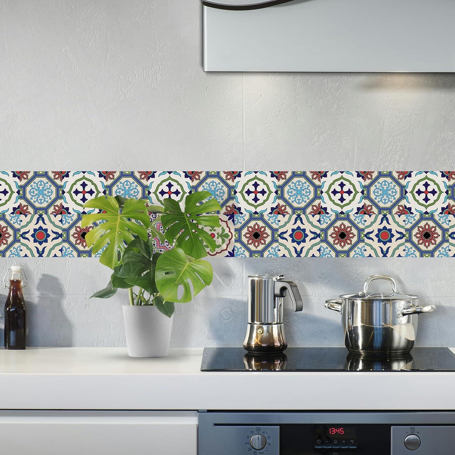 Calcomanías de Azulejos Mexicanos Retro 12 Pcs 10x10cm AWLZJZQA