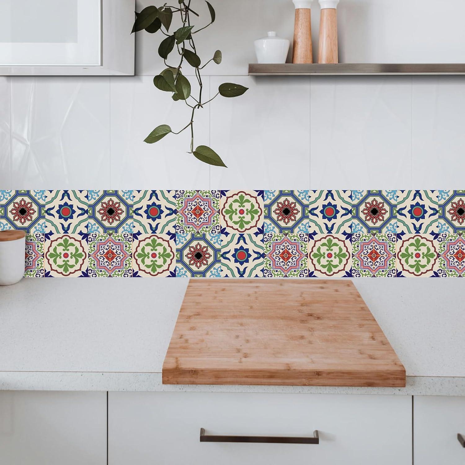 Calcomanías de Azulejos Mexicanos Retro 12 Pcs 10x10cm AWLZJZQA