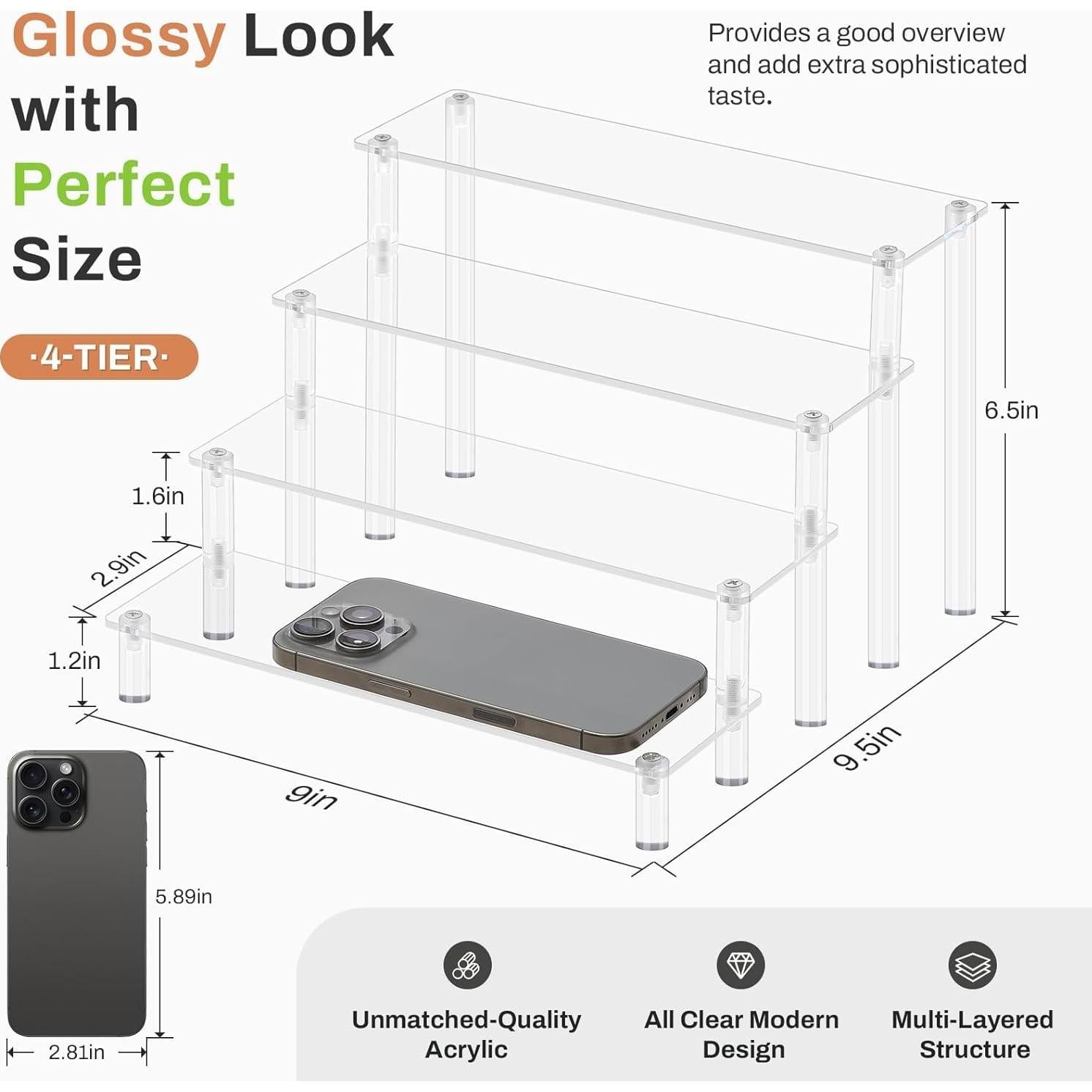 Soporte acrílico de exhibición 4 niveles LANDNEOO para perfumes