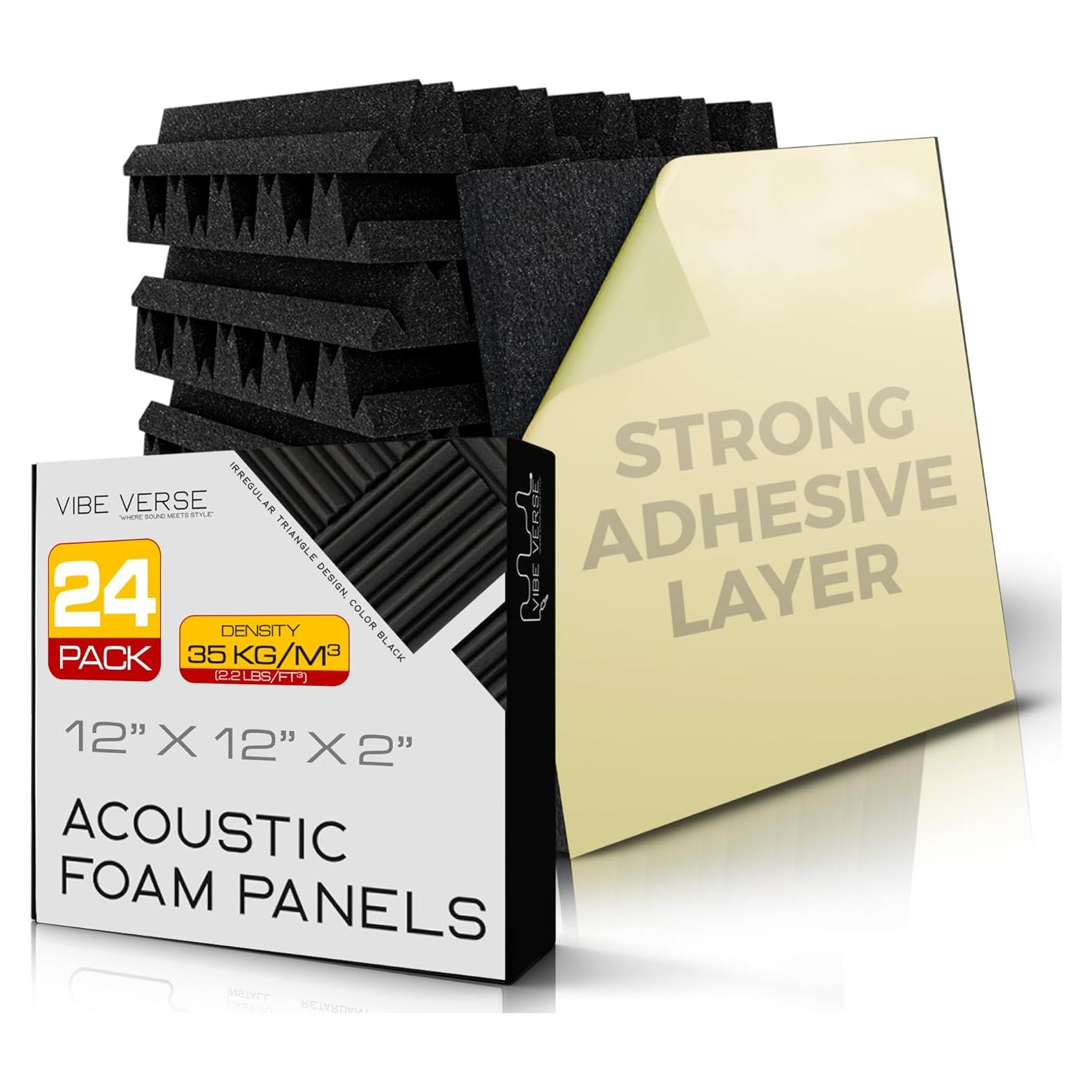 Paneles Acústicos VibeVerse 24 Piezas 30.48x30.48cm Negro
