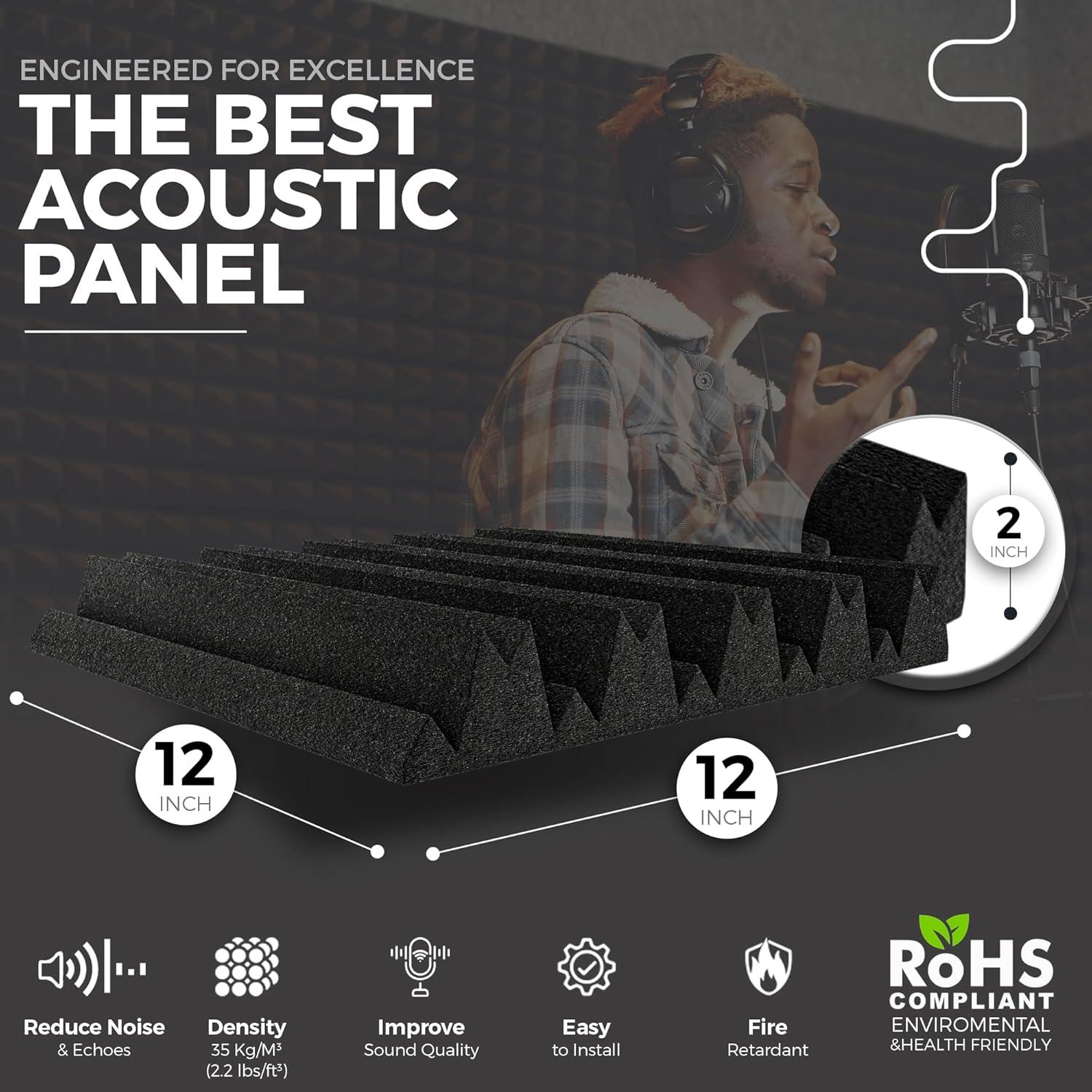 Paneles Acústicos VibeVerse 24 Piezas 30.48x30.48cm Negro