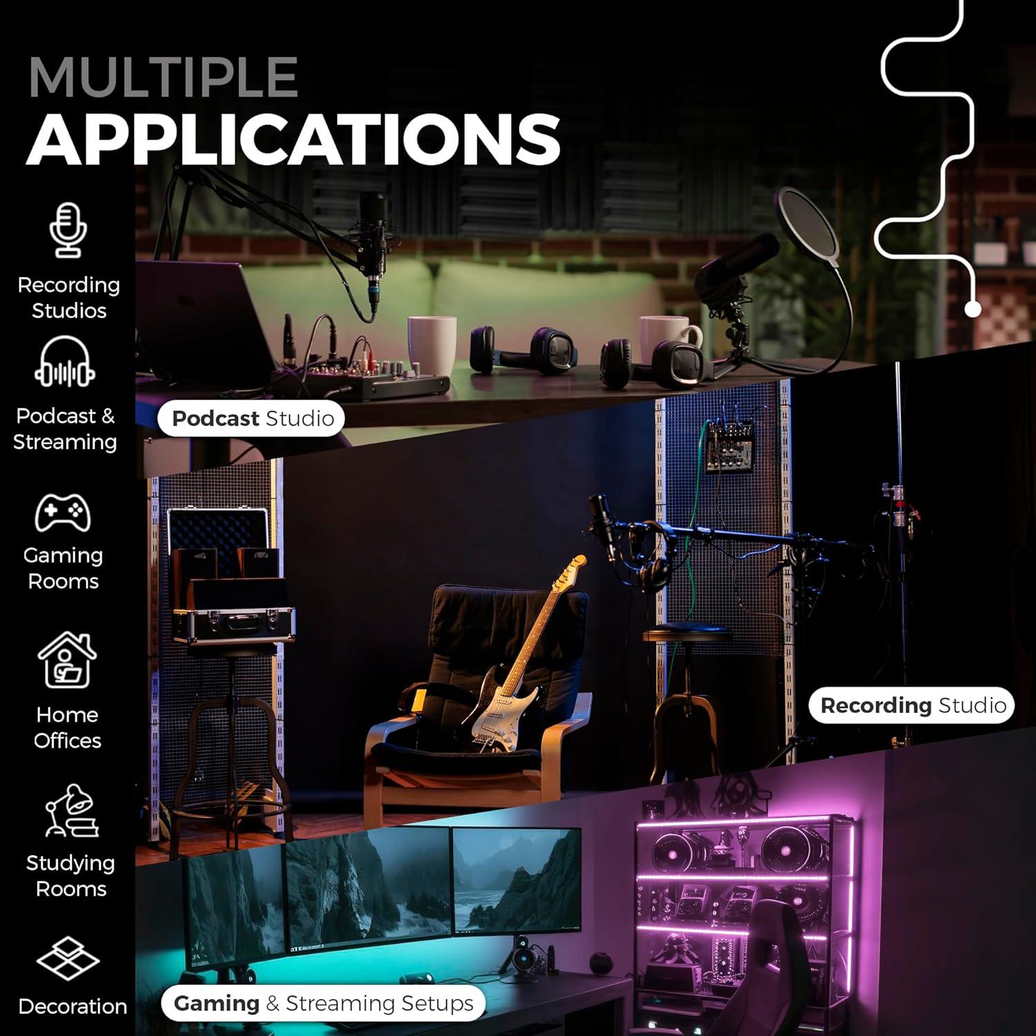 Paneles Acústicos VibeVerse 24 Piezas 30.48x30.48cm Negro