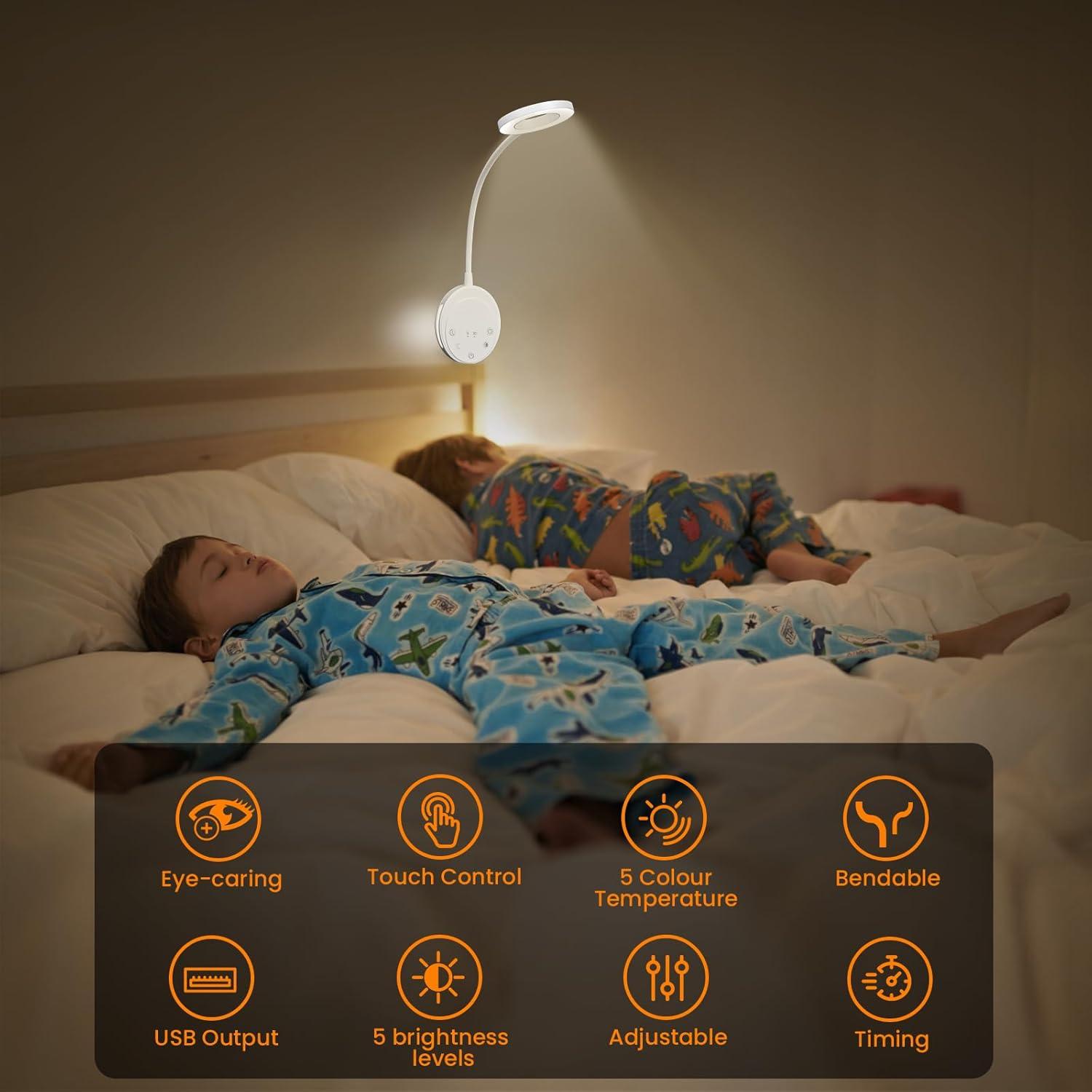 Luz de Lectura Montada en Pared NoeiiT con 5 Temperaturas y USB