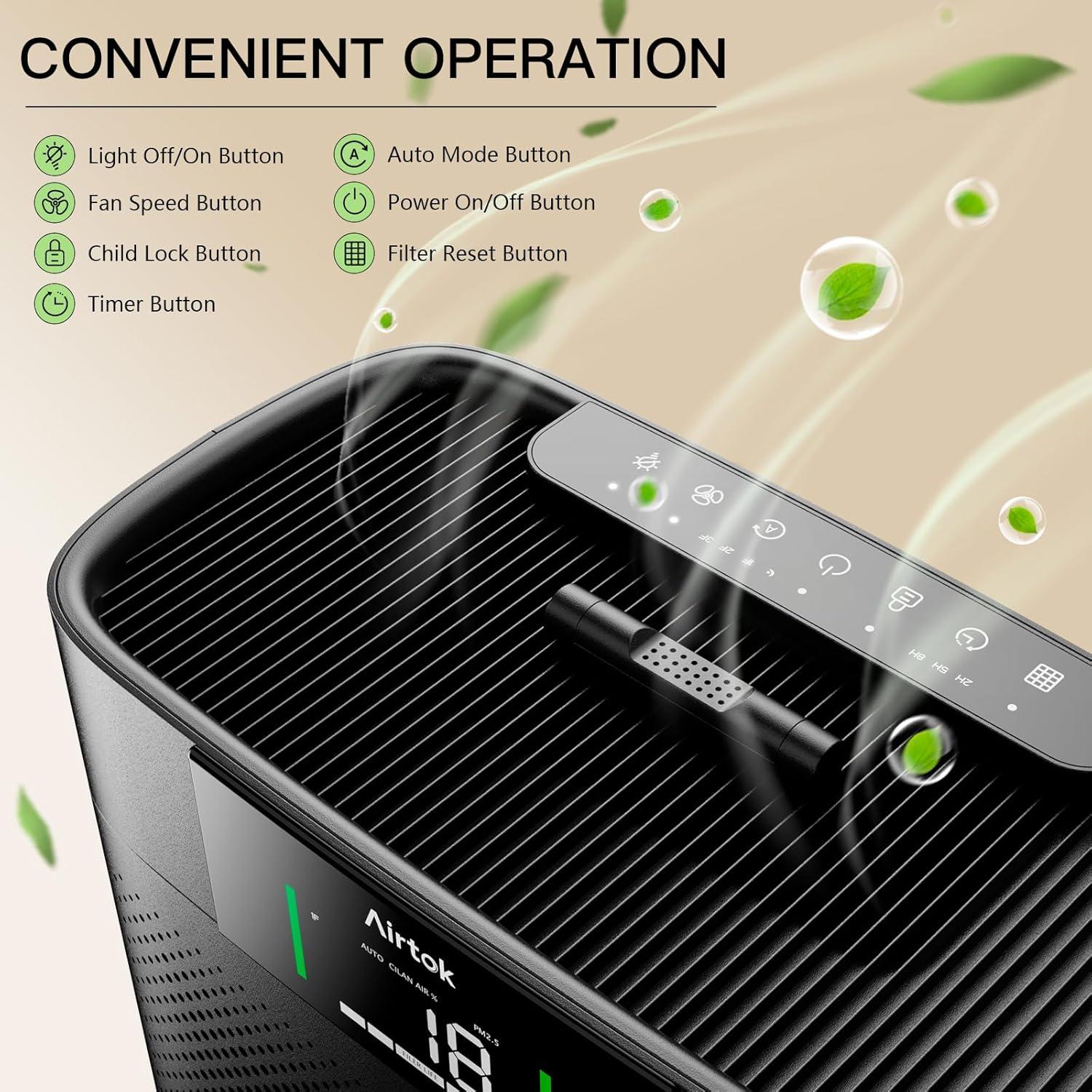 Purificador de Aire AIRTOK AP2301 HEPA 120m² Negro