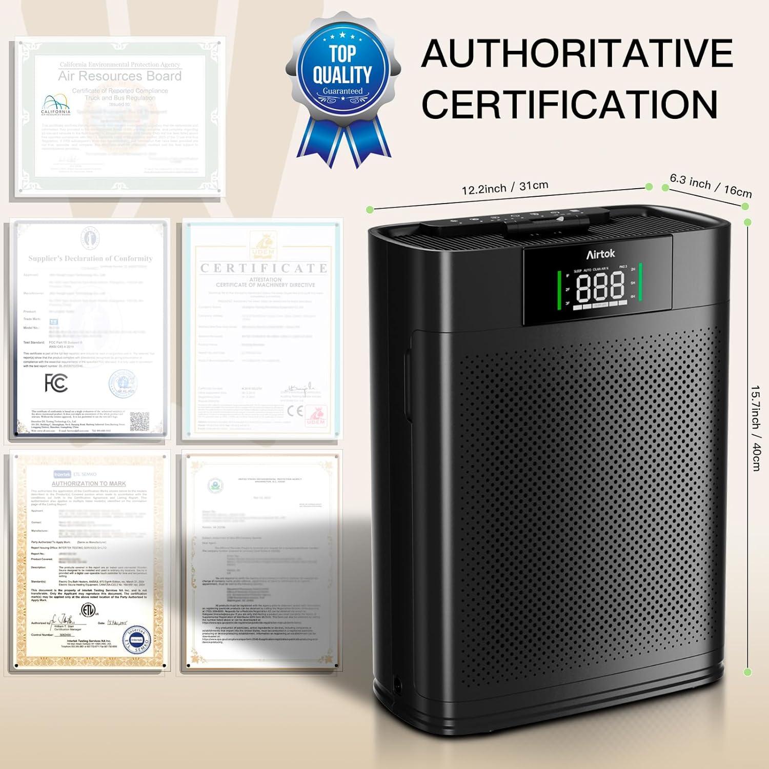 Purificador de Aire AIRTOK AP2301 HEPA 120m² Negro