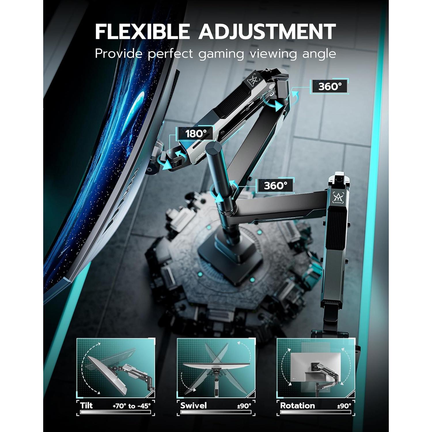 Soporte Doble para Monitores ARES WING Ajustable 24-57"