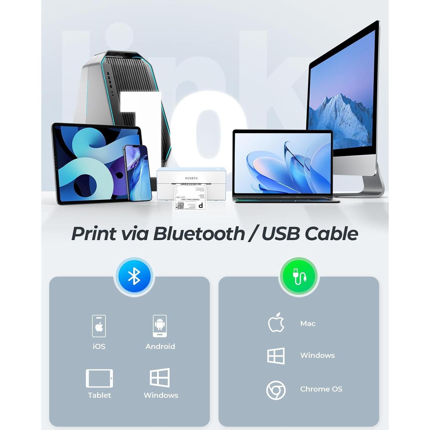 Impresora de Etiquetas Térmicas Bluetooth MUNBYN 4x6, 1.37kg