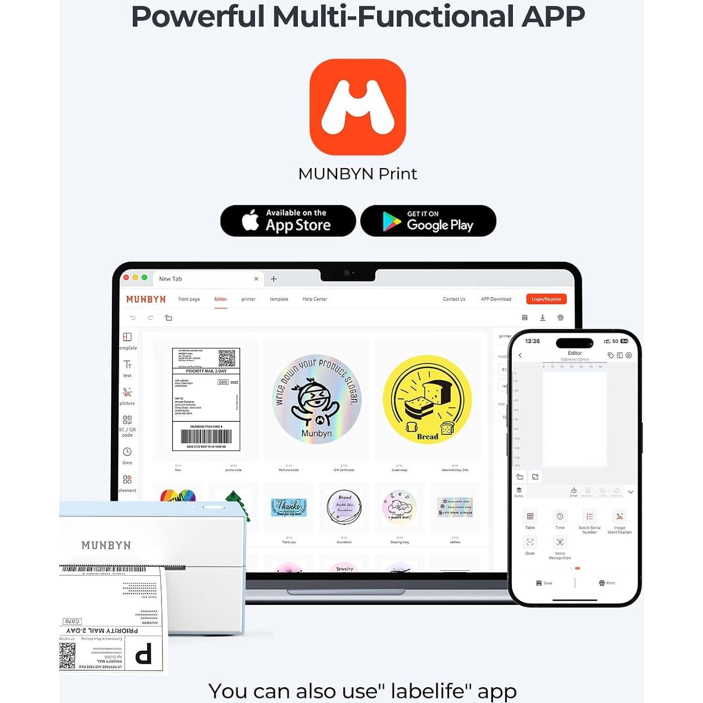Impresora de Etiquetas Térmicas Bluetooth MUNBYN 4x6, 1.37kg