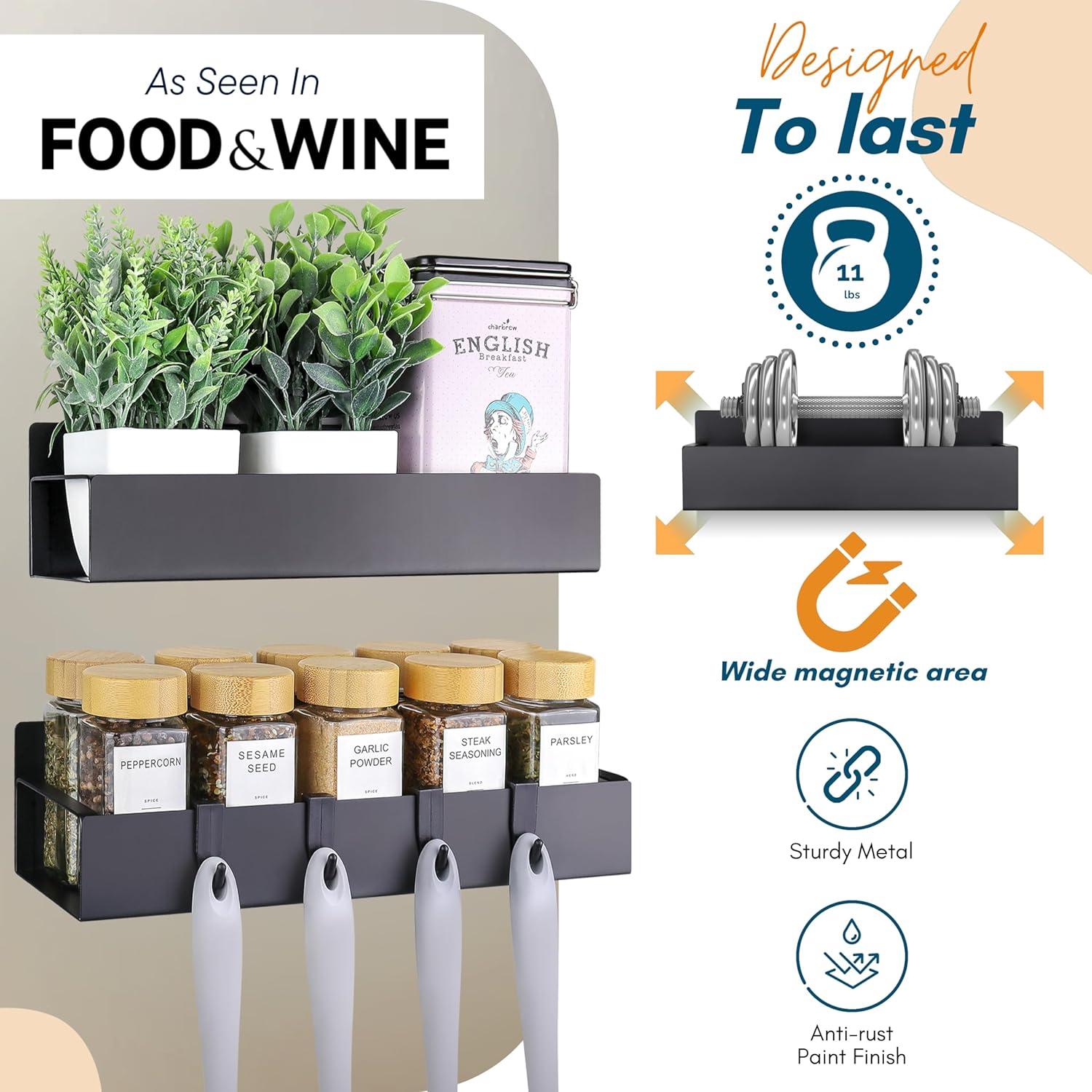 Estante Magnético para Especias Como LA - Paquete de 2 con Ganchos