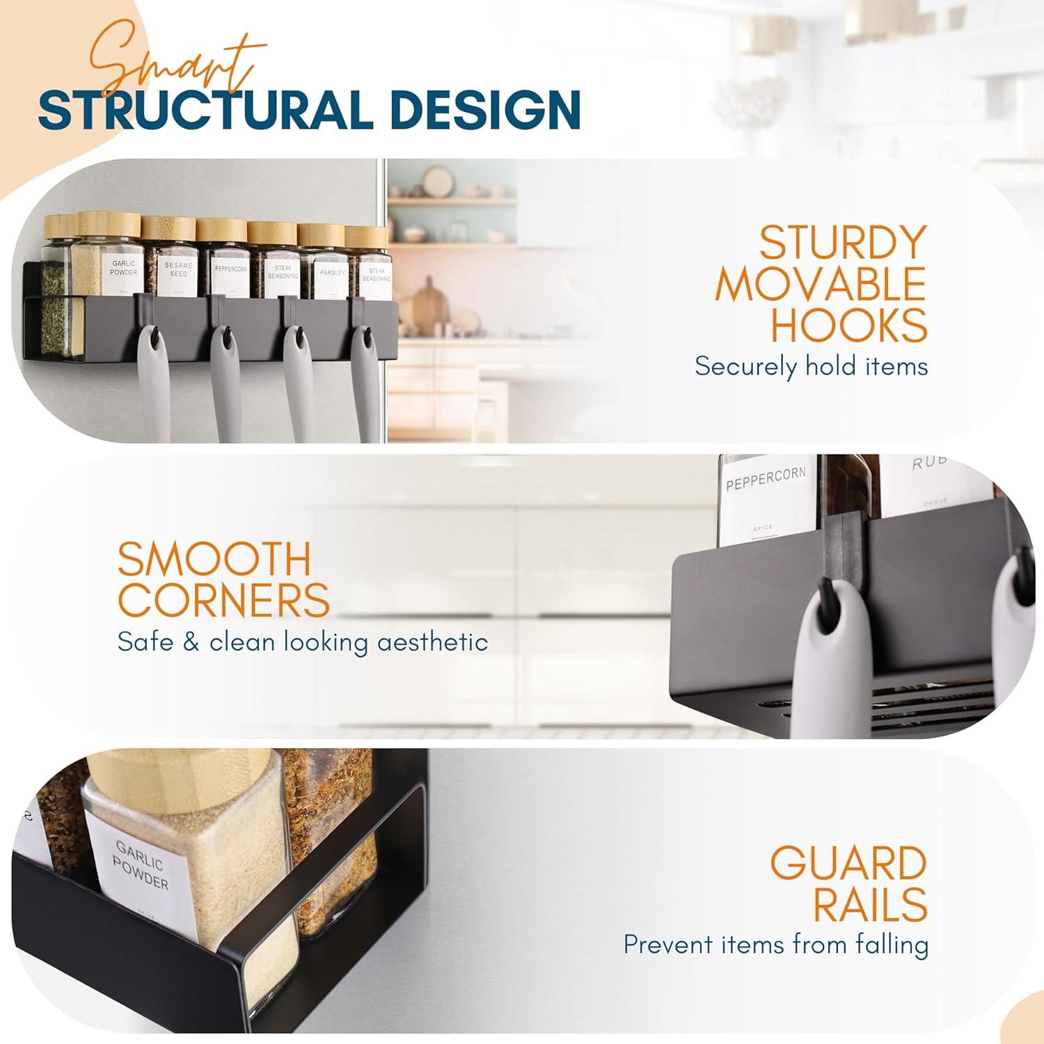 Estante Magnético para Especias Como LA - Paquete de 2 con Ganchos