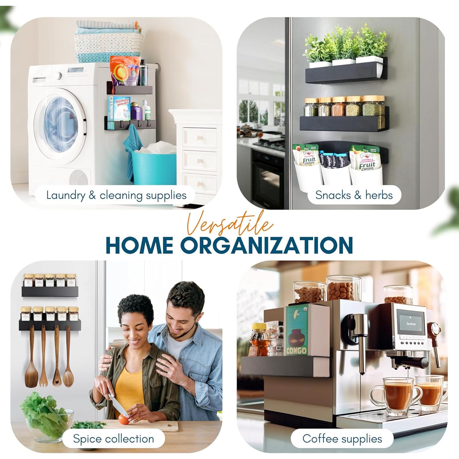 Estante Magnético para Especias Como LA - Paquete de 2 con Ganchos