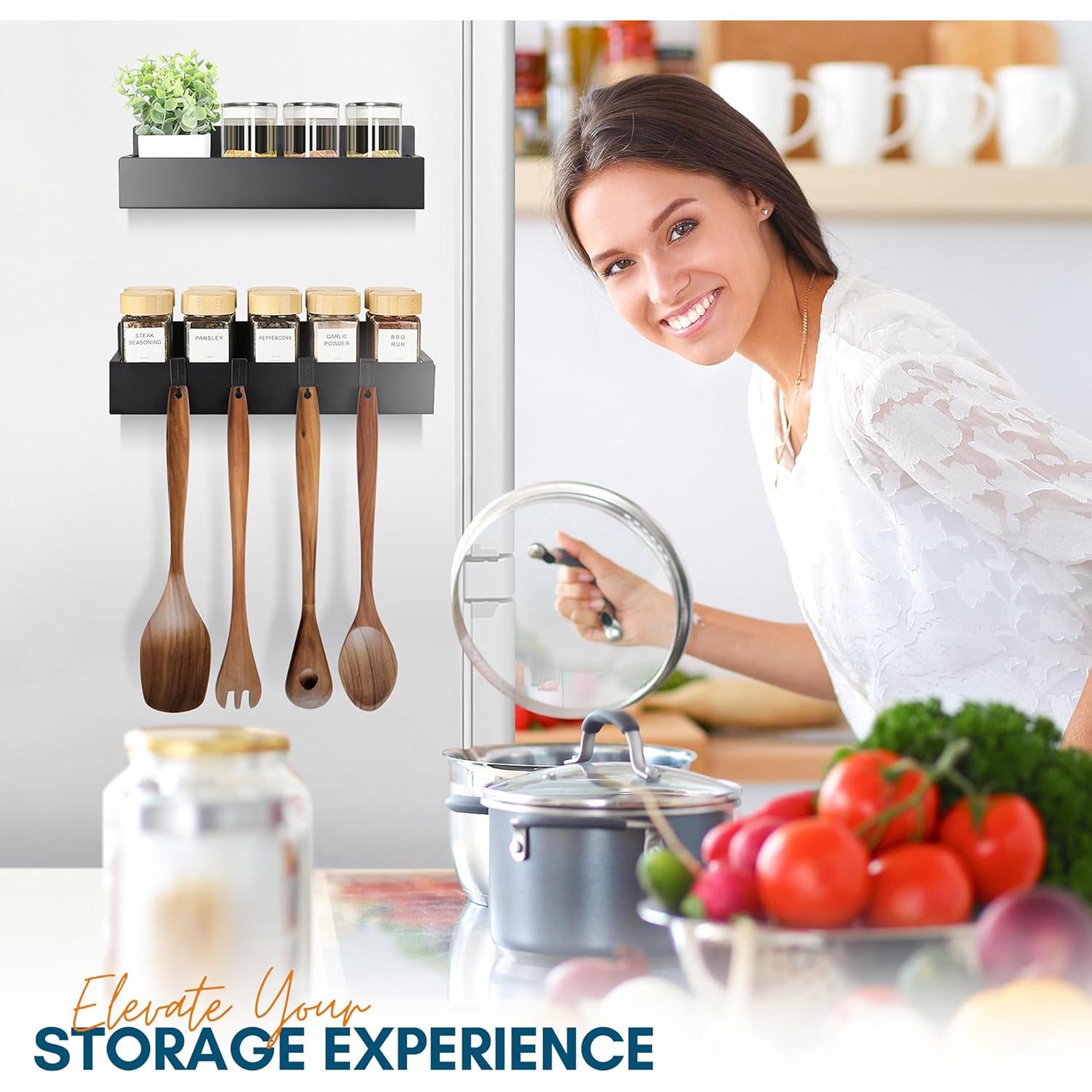 Estante Magnético para Especias Como LA - Paquete de 2 con Ganchos