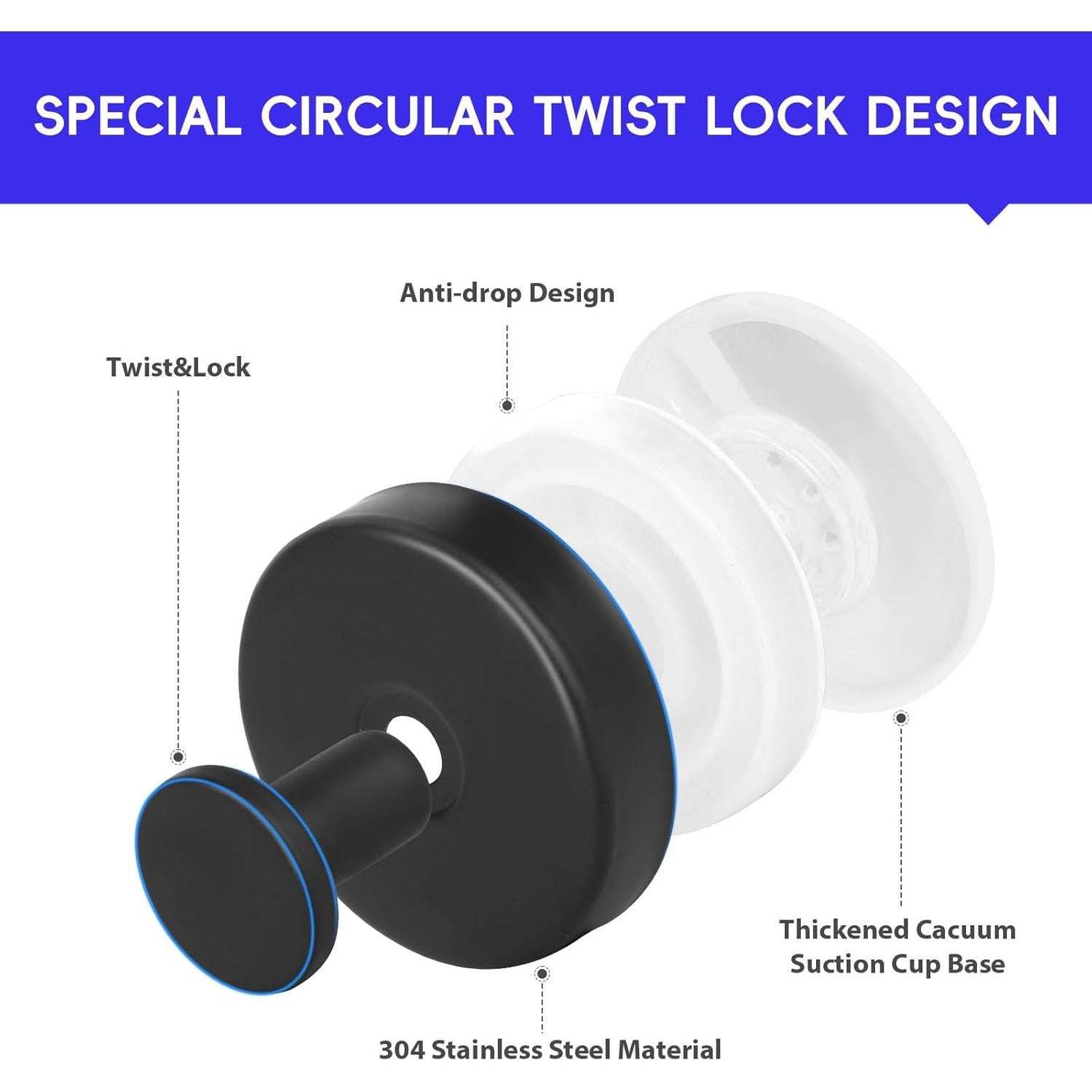 Ganchos de Ventosa HRMNUS para Ducha y Baño - 2 Piezas