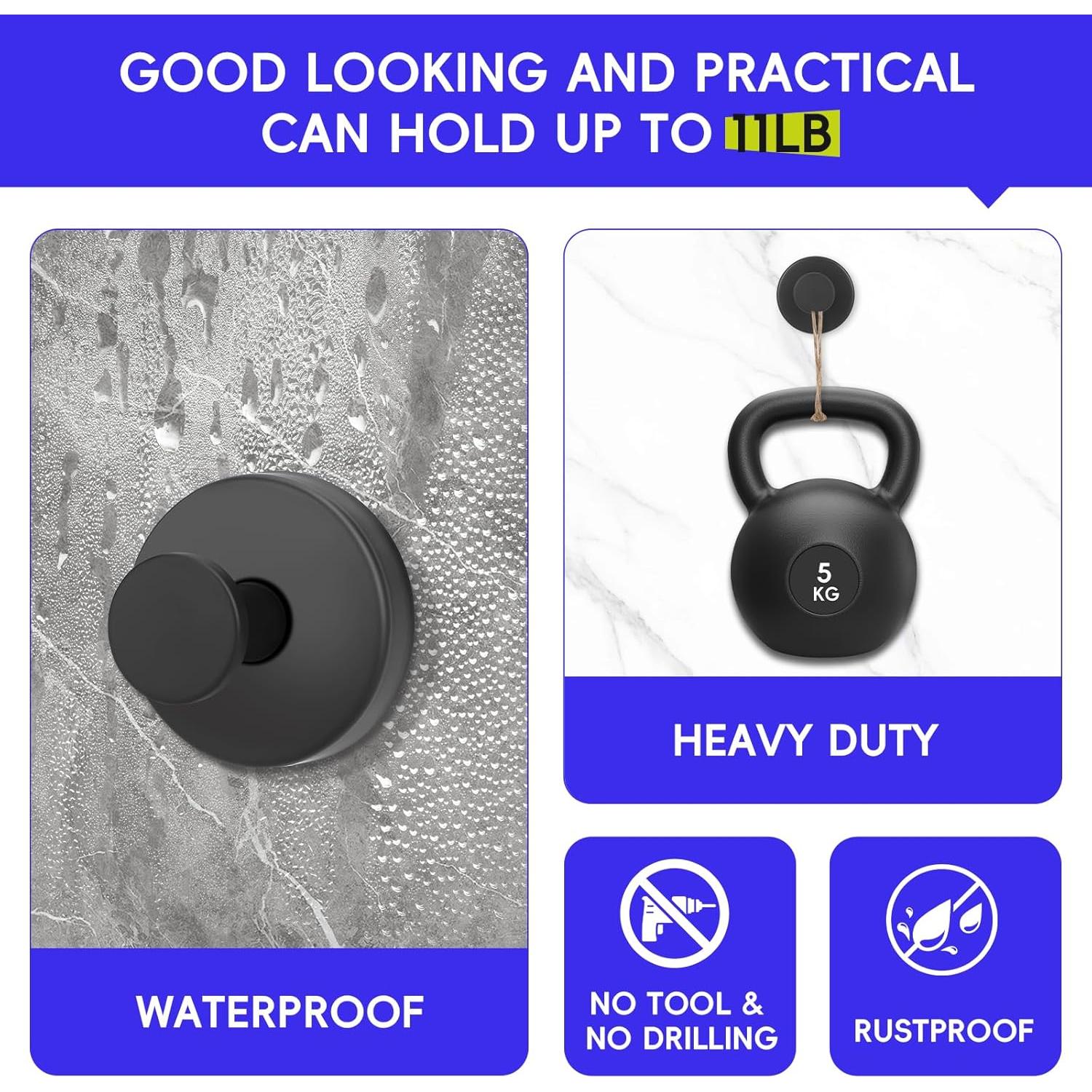 Ganchos de Ventosa HRMNUS para Ducha y Baño - 2 Piezas