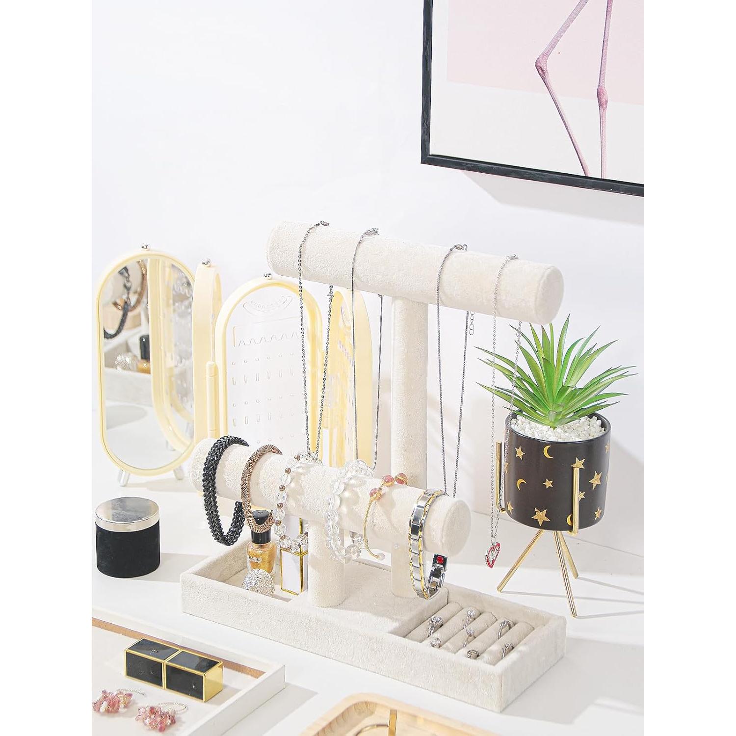 Soporte Organizador de Joyería Coward 2 Niveles Beige