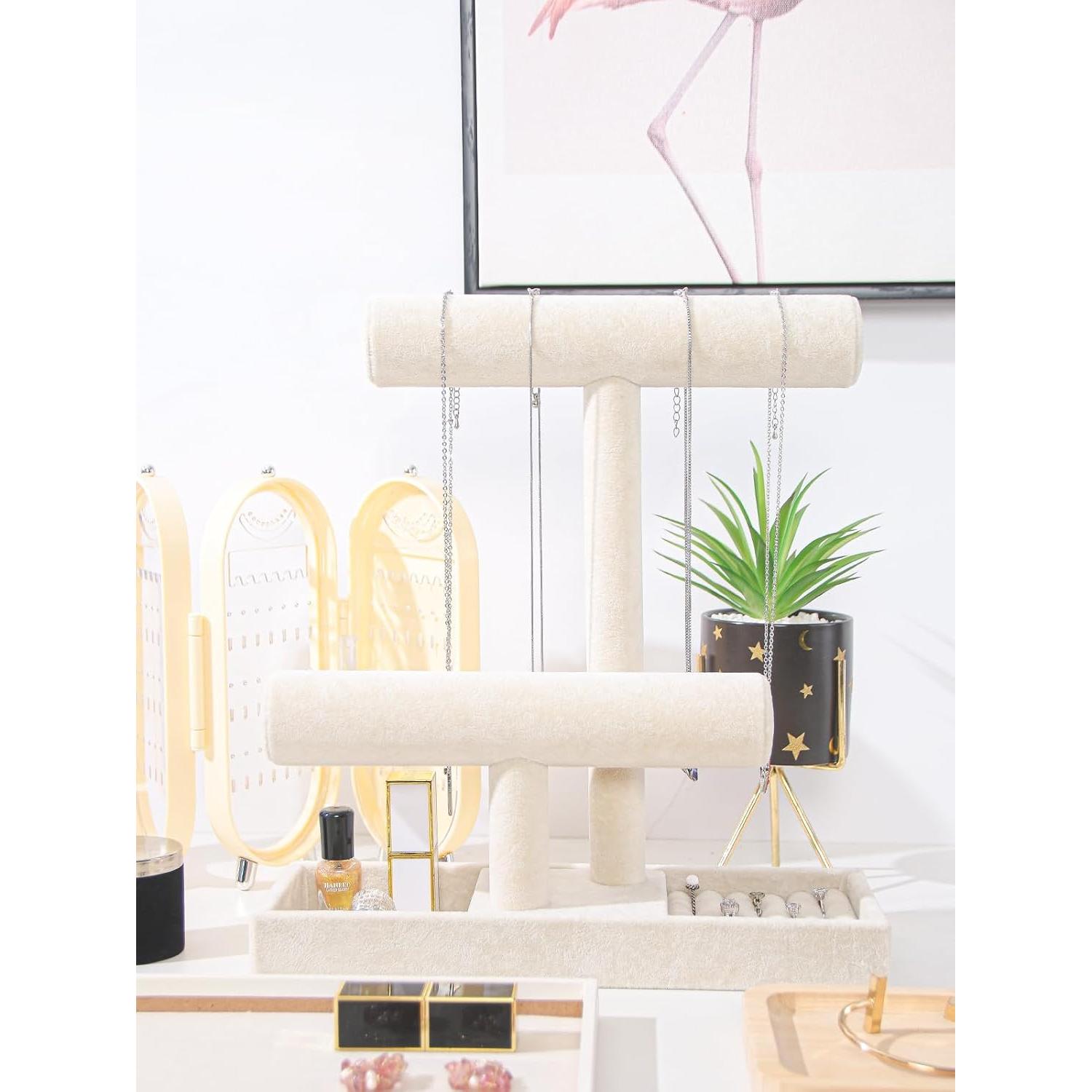 Soporte Organizador de Joyería Coward 2 Niveles Beige