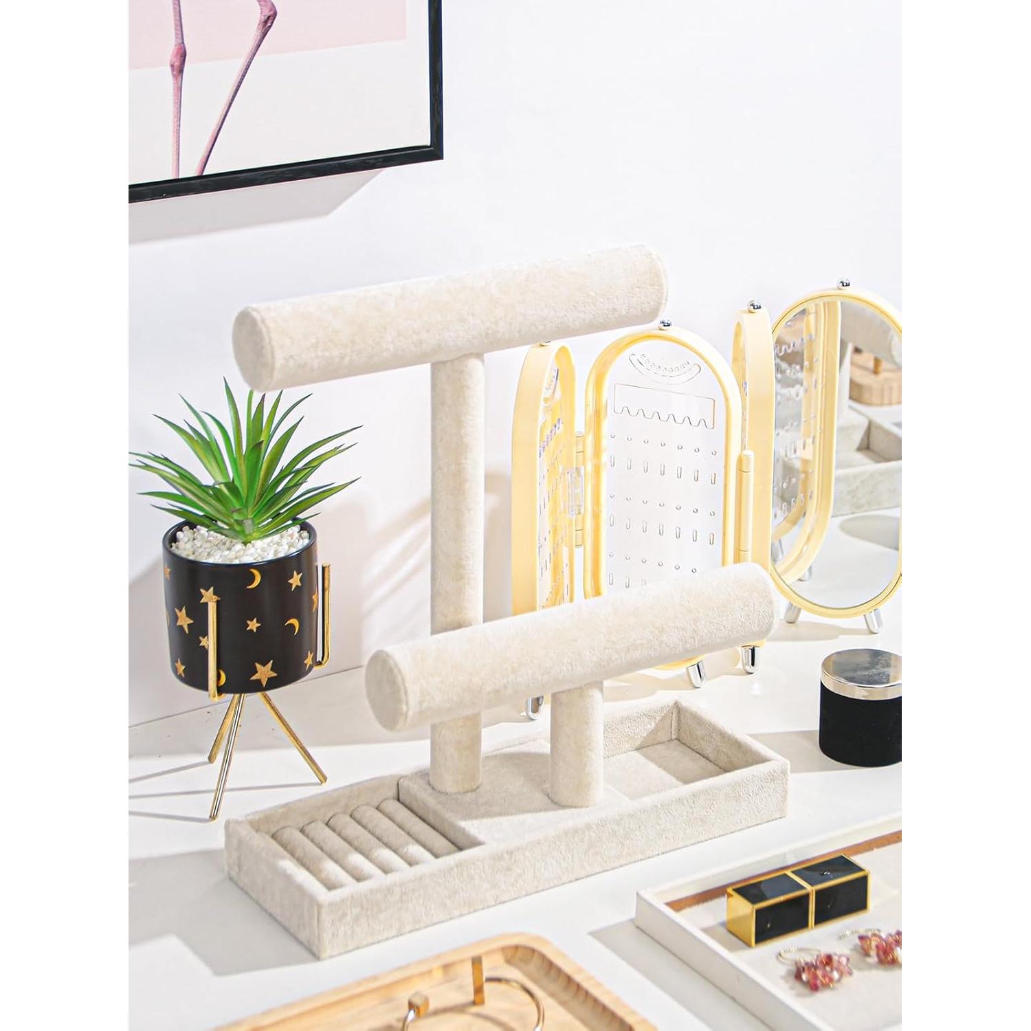 Soporte Organizador de Joyería Coward 2 Niveles Beige