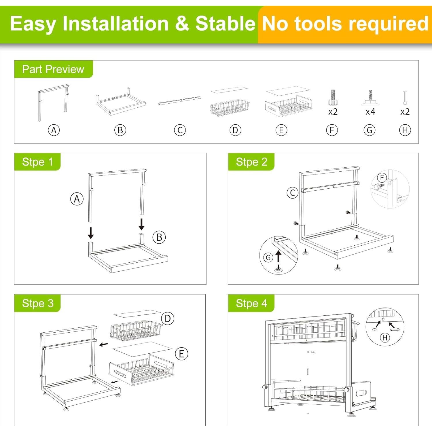 Organizador Bajo Fregadero Mlinavn 2 Niveles Ajustable 1 Paquete